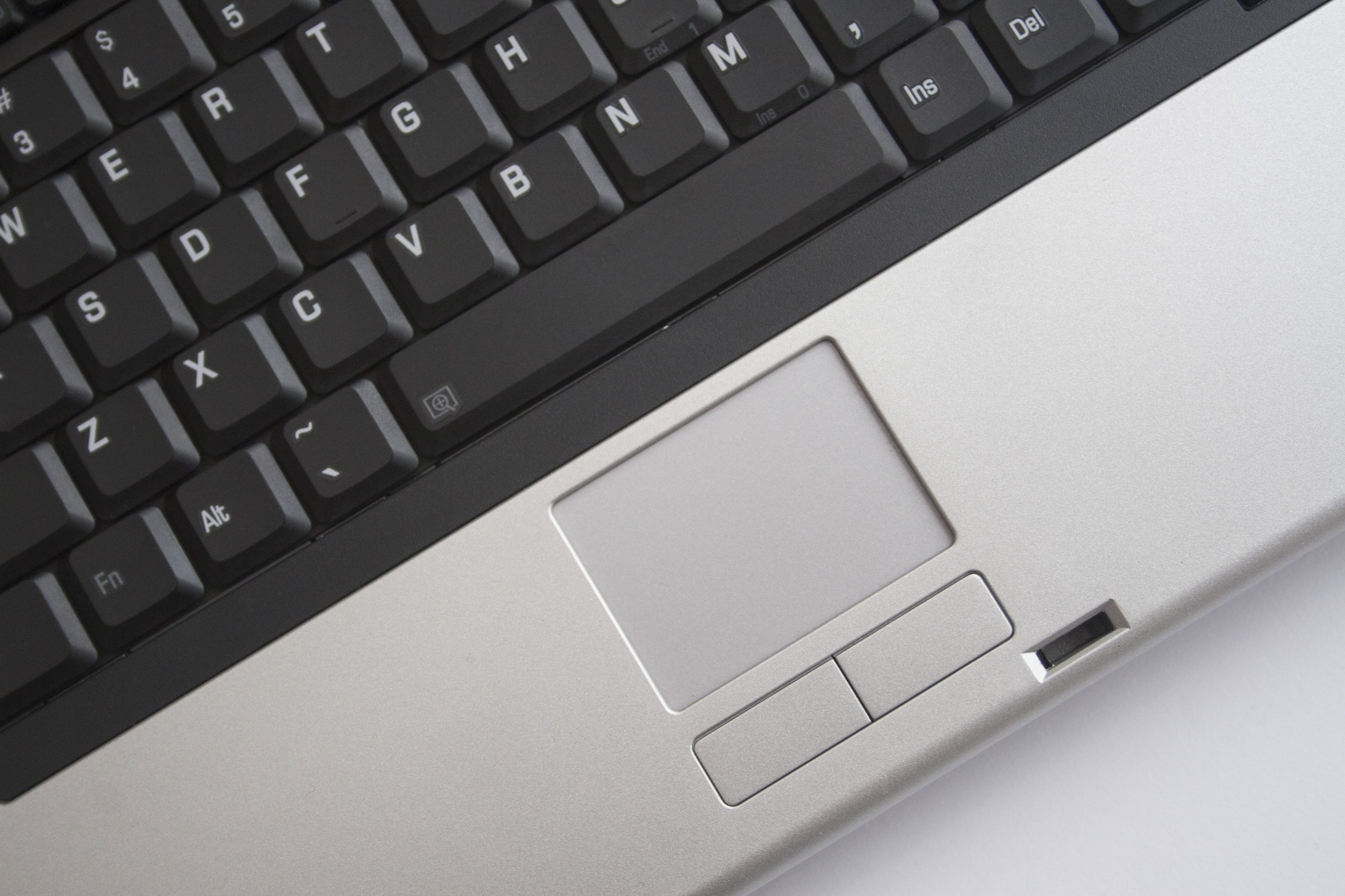 showing, touchpad, pc, communication, business, keyboard, letters, data, black color, connection, no people, keys, 2K, pad, touch pad, silver colored, HD Wallpaper