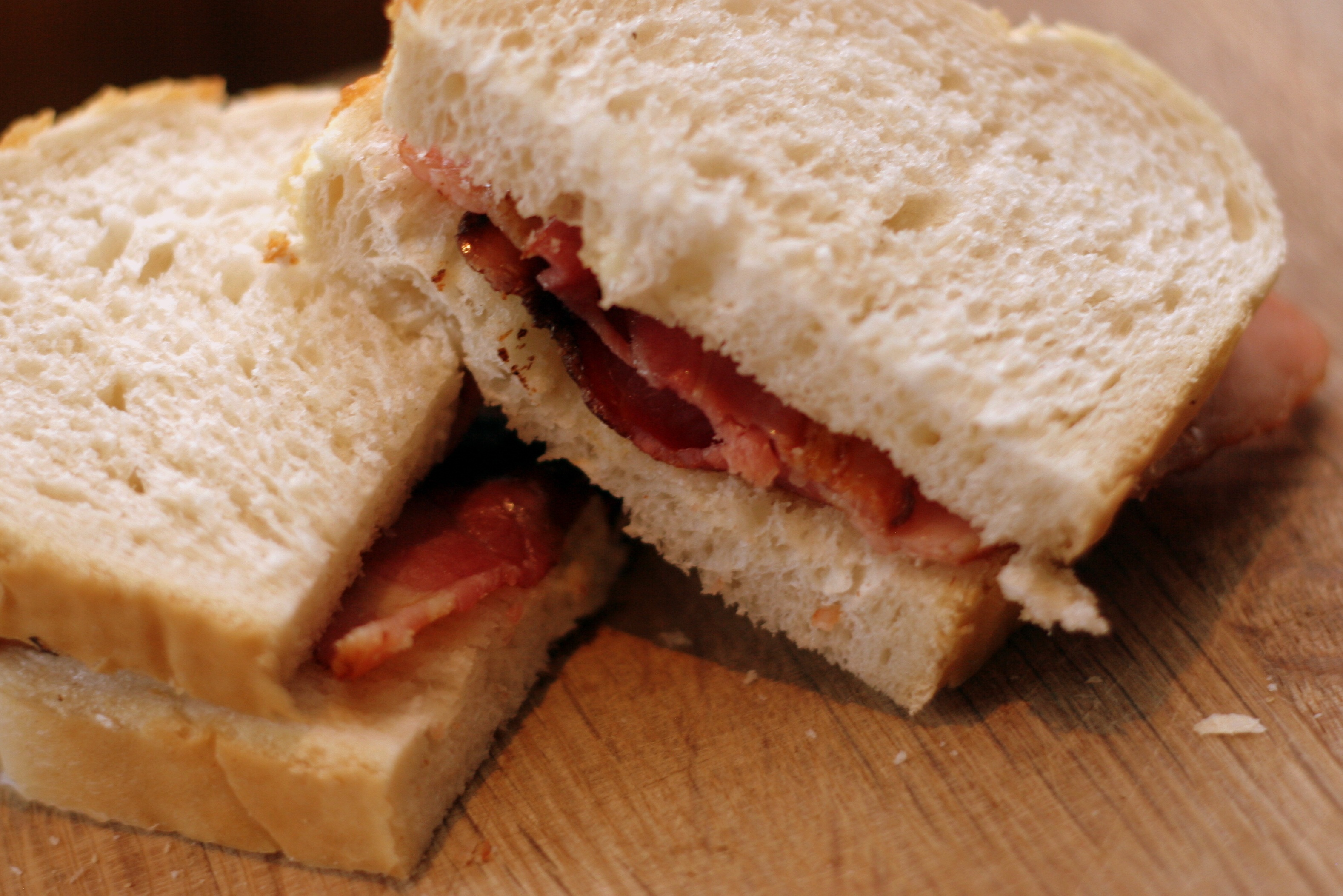 indoors, wood - material, breas, freshness, close-up, small group of objects, white bread, snack, bread, food and drink, food, no people, bacon, chopped, HD Wallpaper