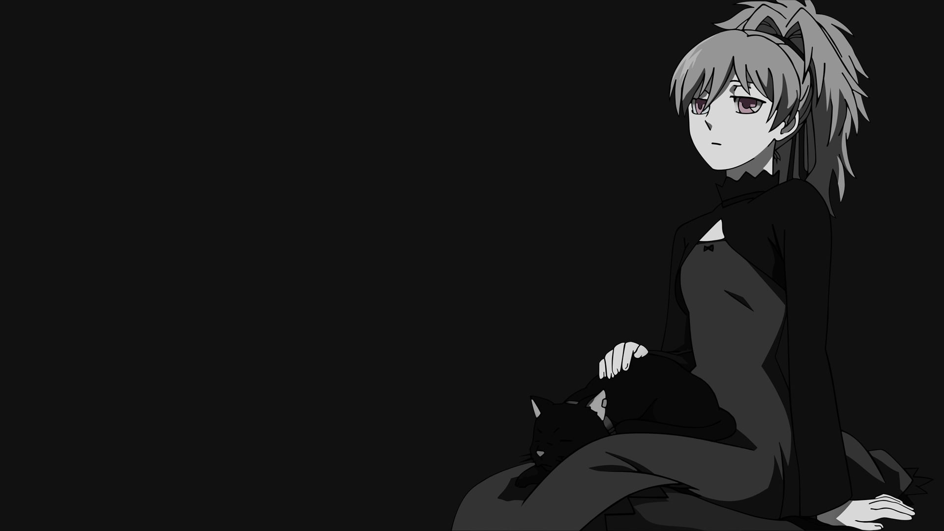 anime, cut out, indoors, copy space, studio shot, portrait, Darker than Black, Yin, leisure activity, creativity, dark, anime girls, depression - sadness, HD Wallpaper