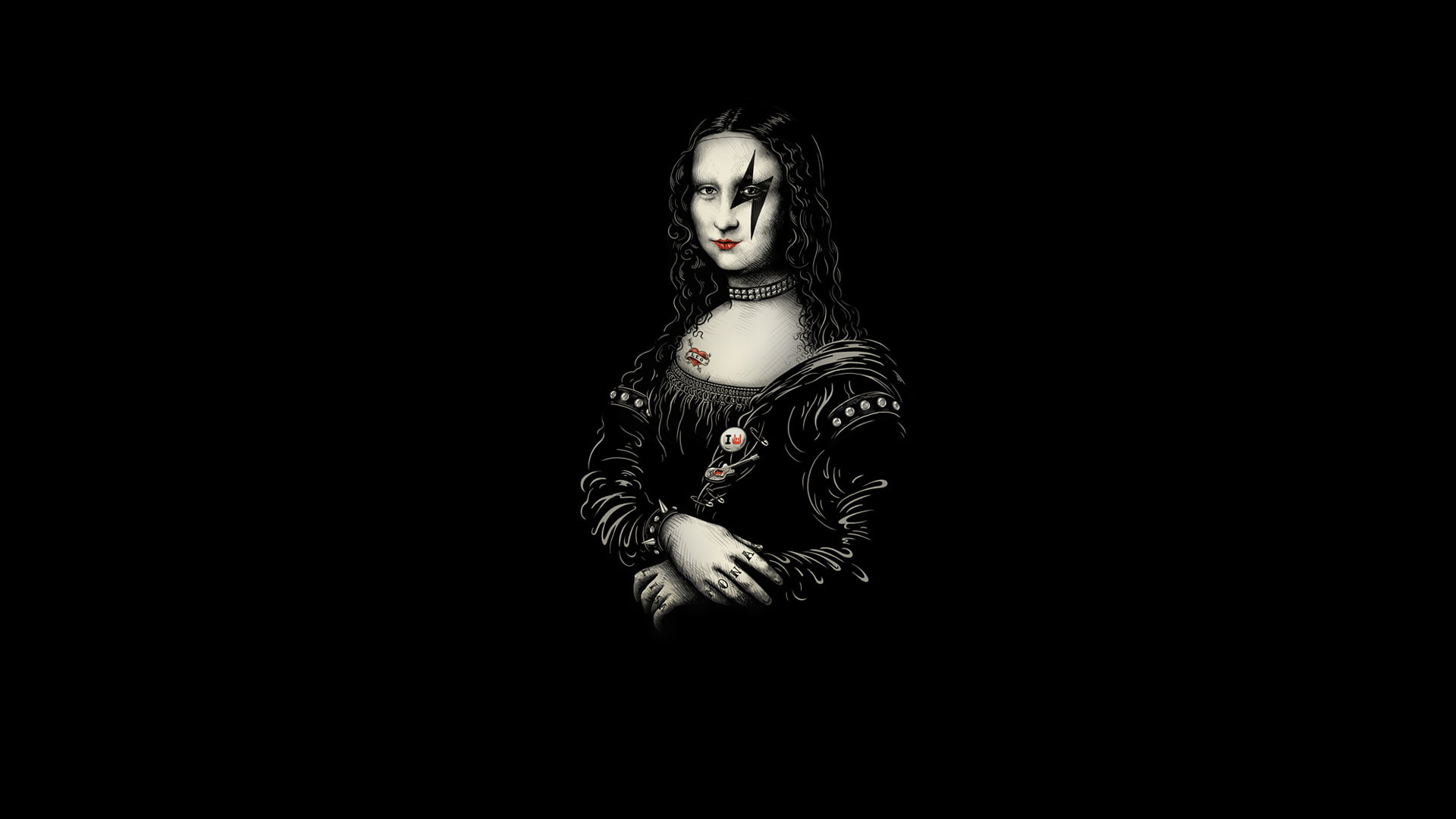 1080P, face, rock, Mona Lisa, style, HD Wallpaper