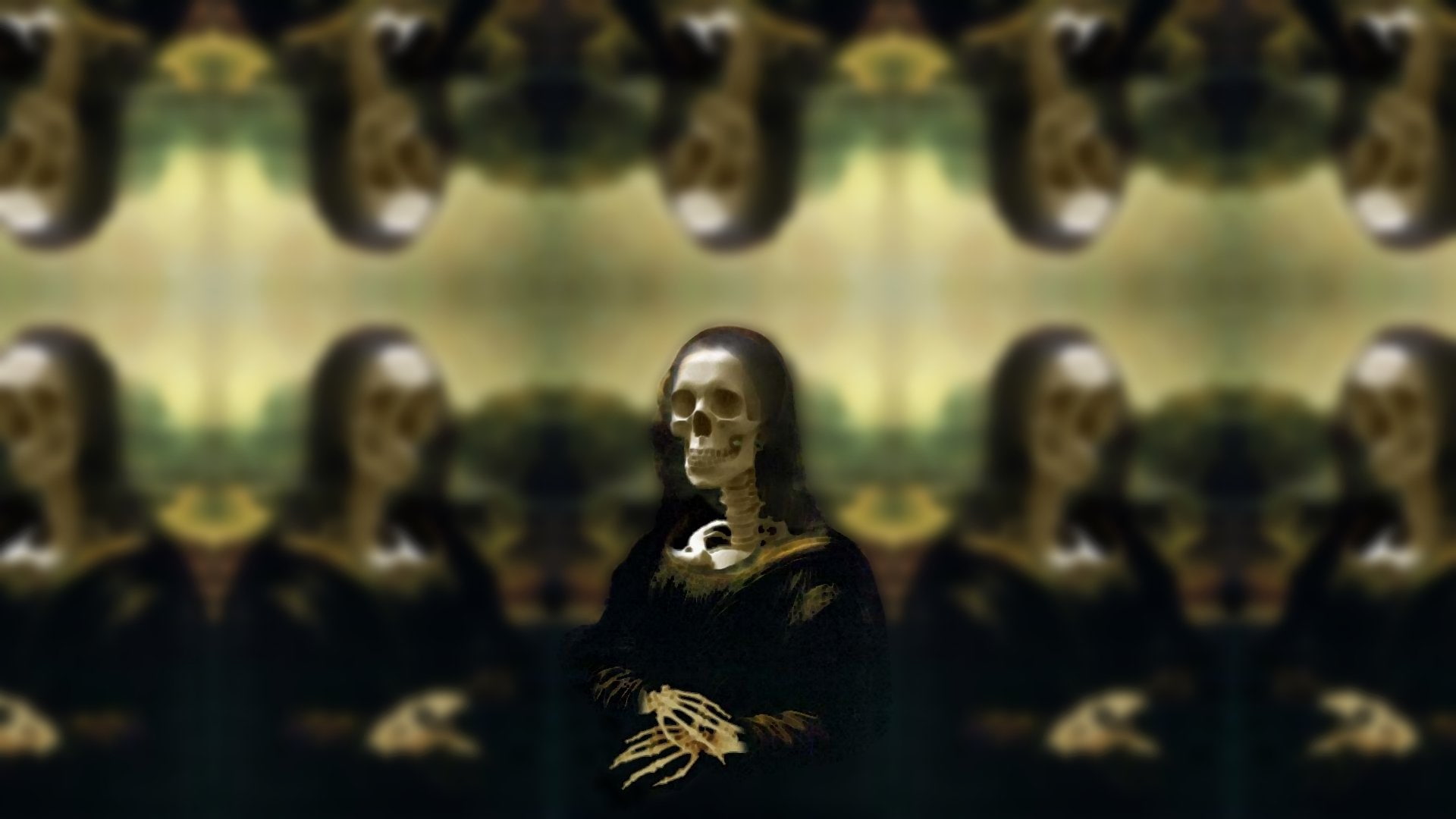 1080P, Dark, Mona Lisa, Skull, HD Wallpaper