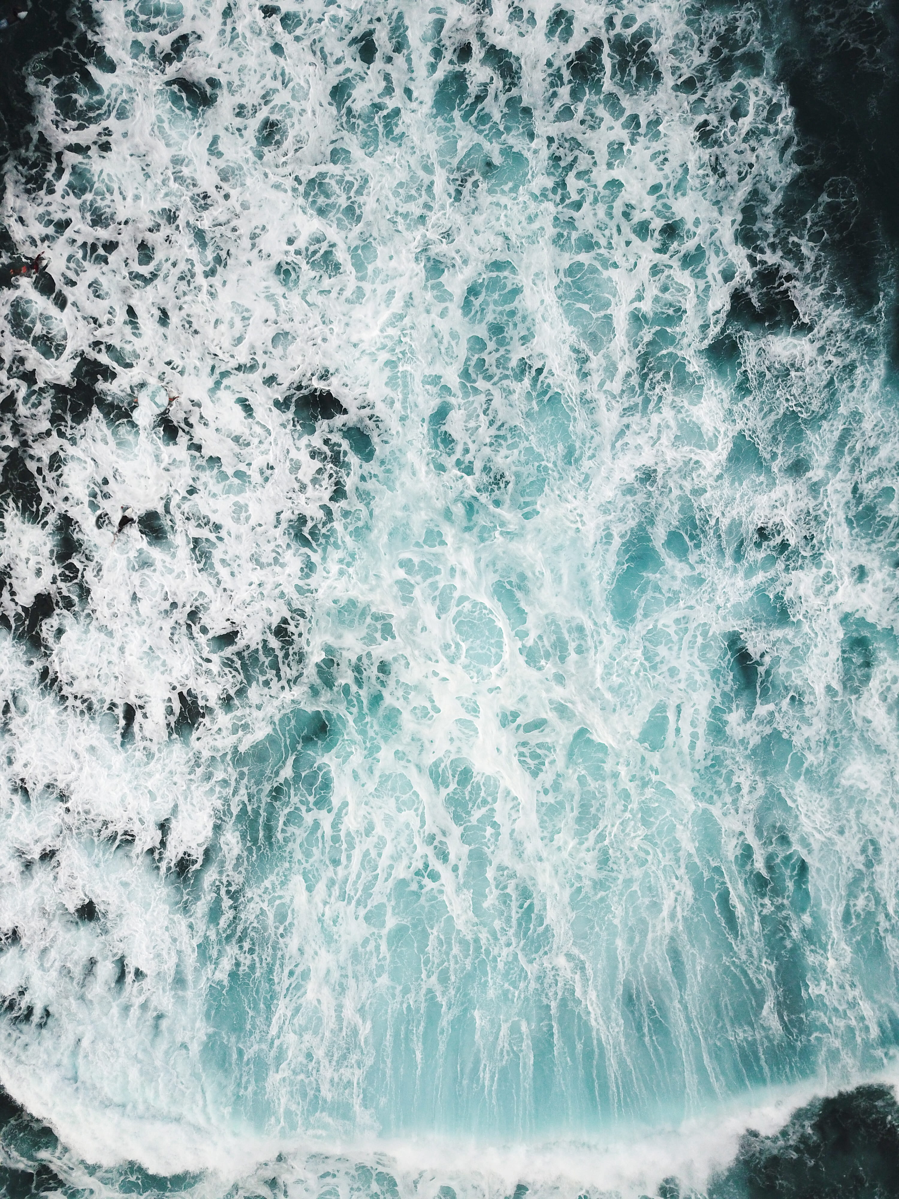texture, full frame, 4K, outdoors, splashing, view, day, motion, nature, coast, drone, waves, close-up, foam, seashore, beauty in nature, blue, surfing, Phone HD Wallpaper