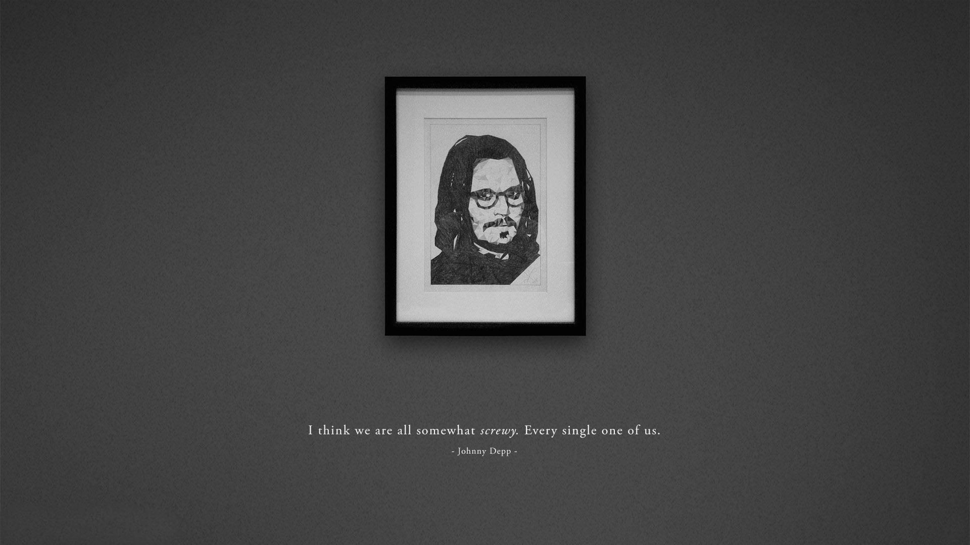1920x1080, framed, depp, portrait, quotes, johnny depp, man, 1080P, wooden, johnny, quote, black, HD Wallpaper