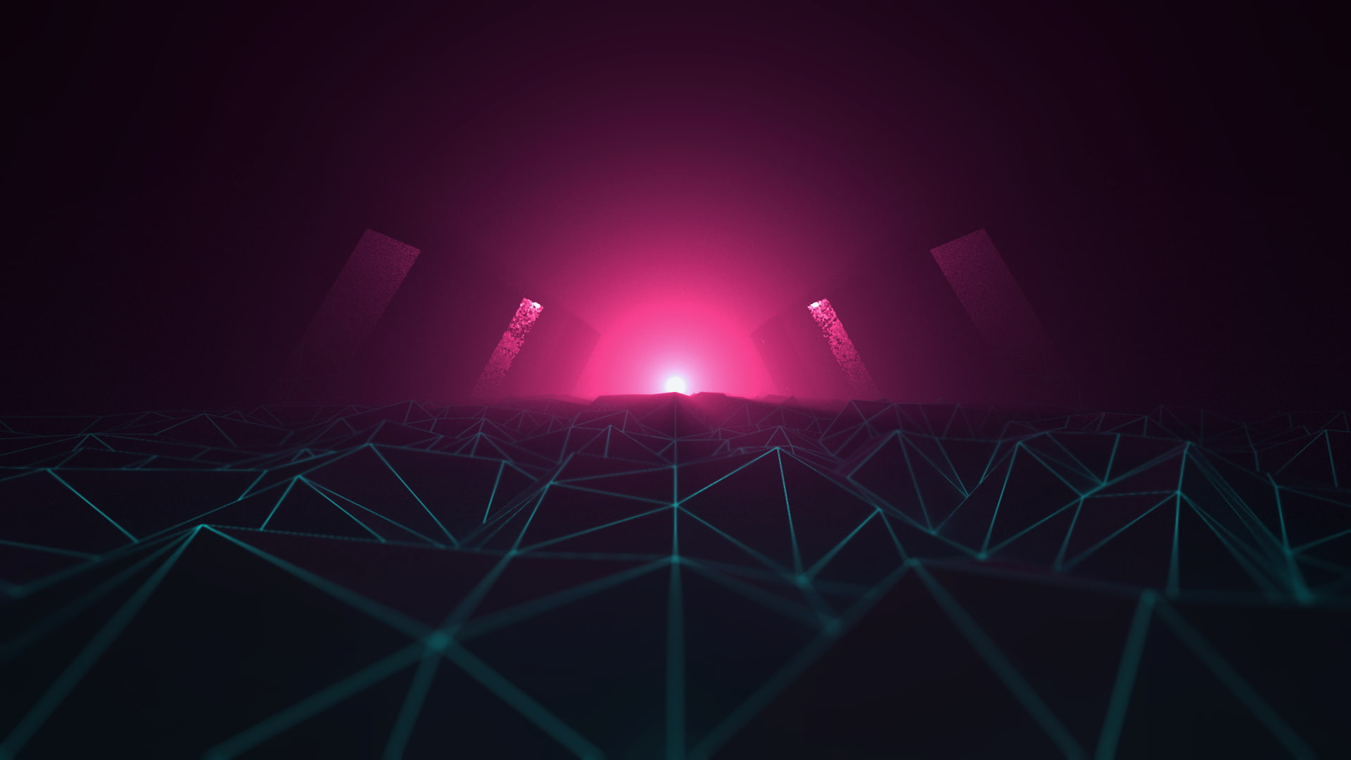 1080P, neon light, synthwave, path, Others, retro wave, HD Wallpaper