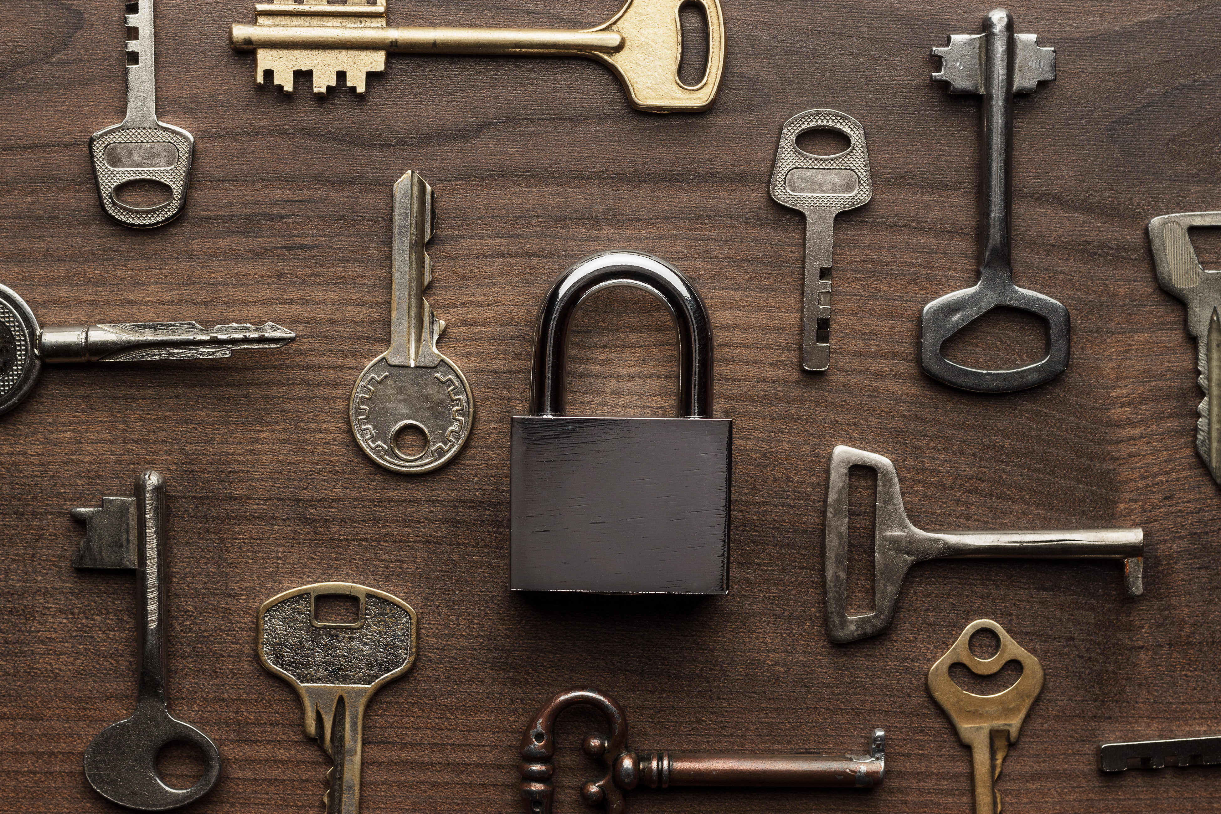 locksmith, metal, wood, 4K, key, lock, HD Wallpaper