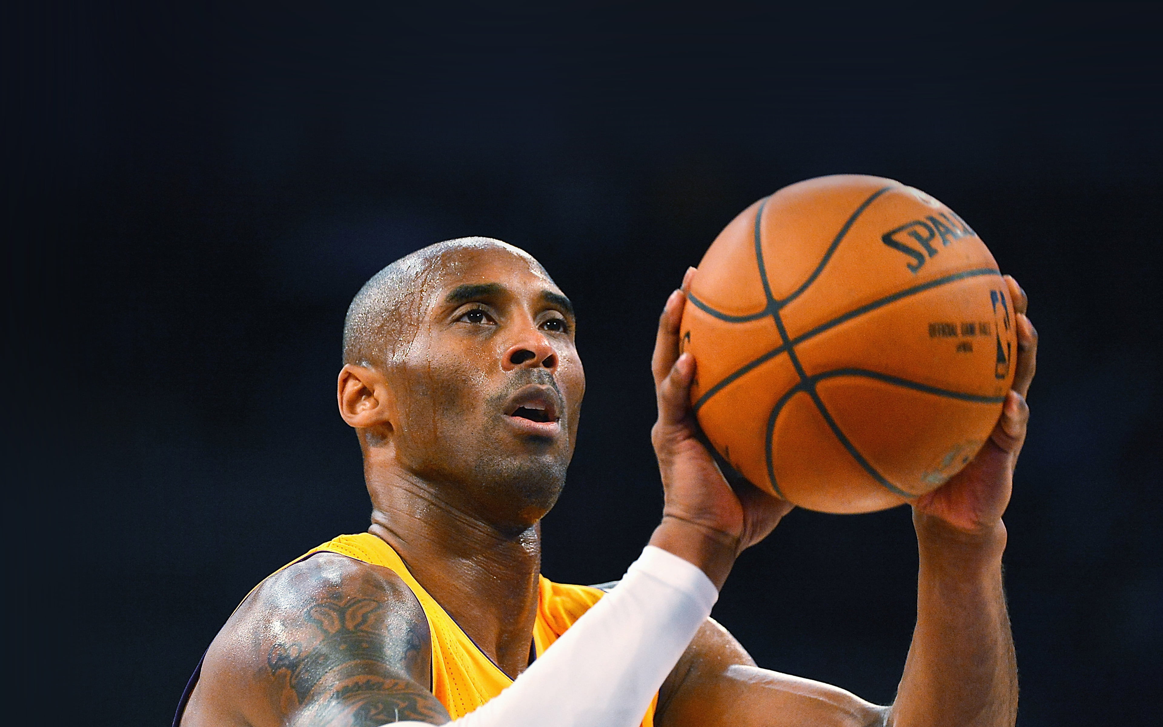 master, studio shot, kobe, ball, bryant, portrait, men, 4K, adult, young adult, indoors, sportsman, shoot, basketball - ball, nba, athlete, black background, HD Wallpaper