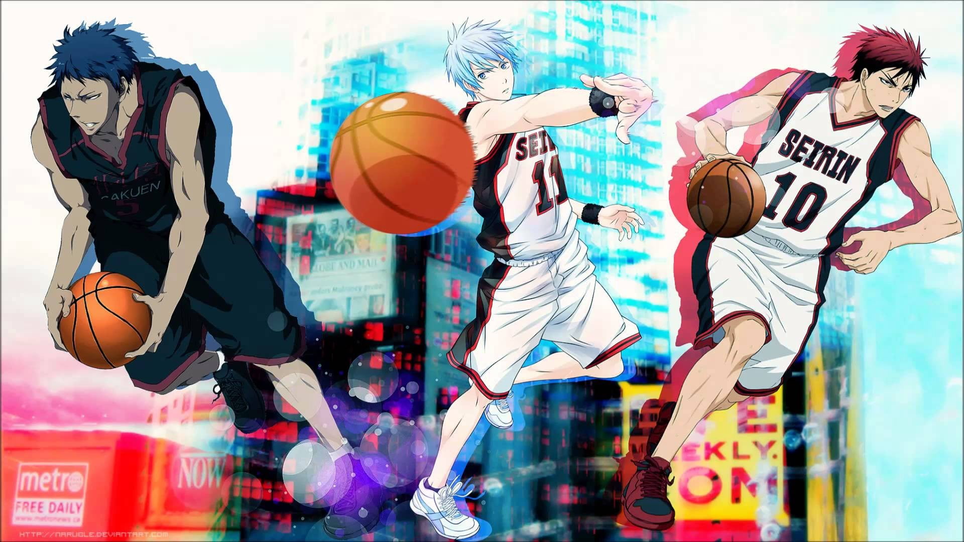 city, basketball - sport, multi colored, ball, Kuroko no Basket, architecture, variation, arts culture and entertainment, basketball player, built structure, HD Wallpaper