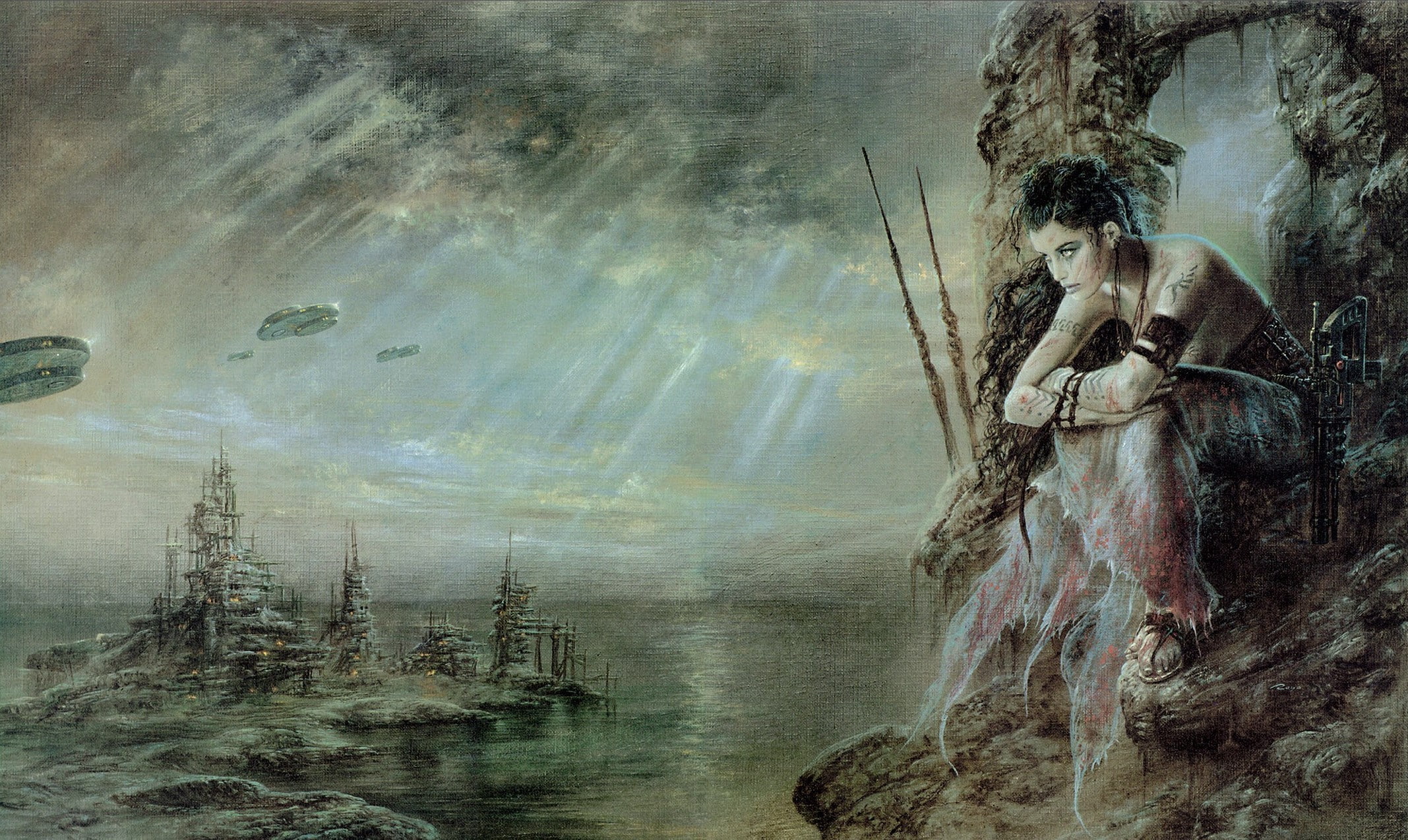 sculpture, fantasy art, creativity, artwork, digital composite, sea, no people, beauty in nature, Luis Royo, solid, futuristic, day, nature, art and craft, HD Wallpaper