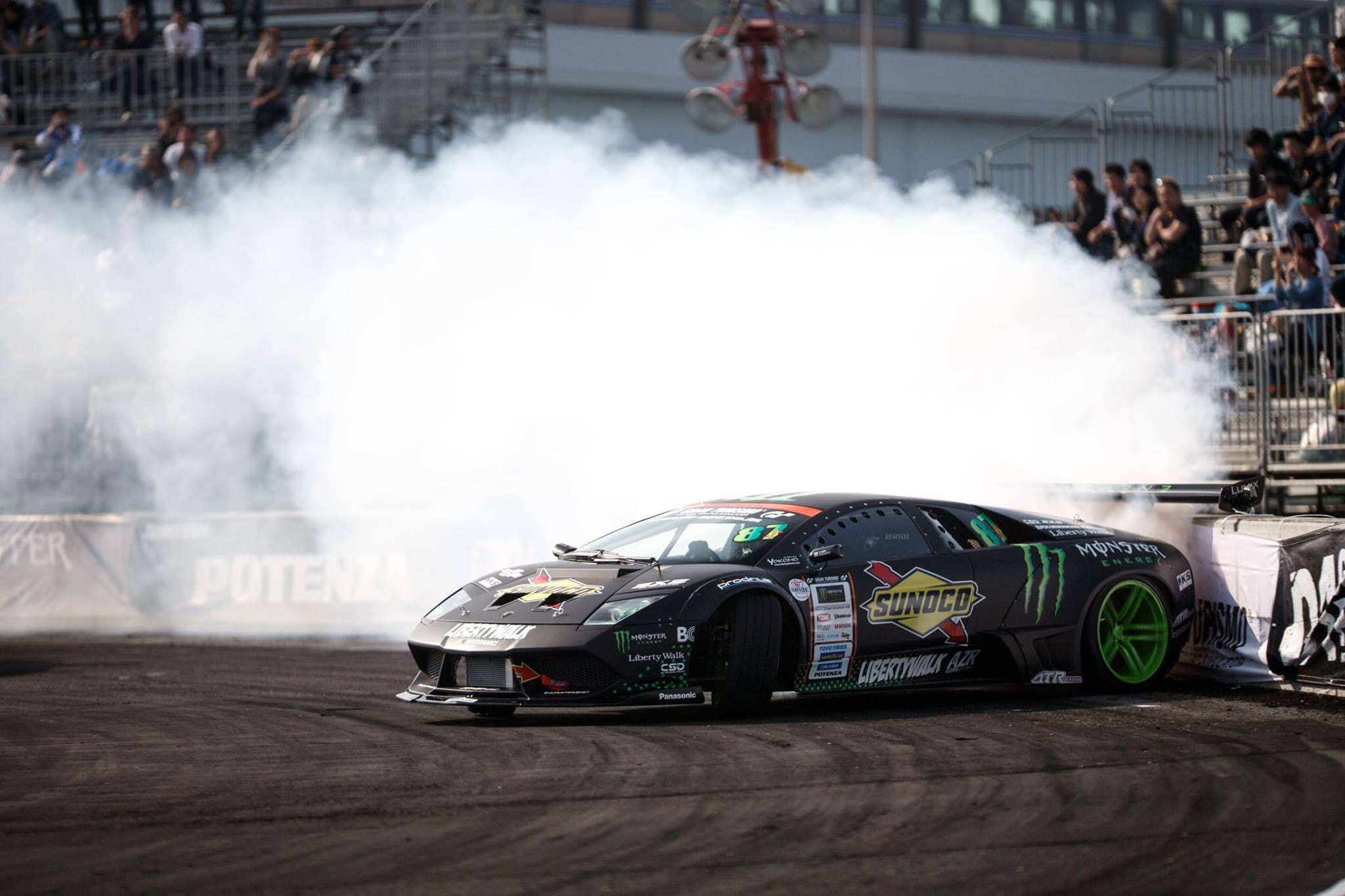 smoke, motor racing track, drift, sport, motor vehicle, sports car, mode of transportation, spectator, outdoors, car, racecar, Drifting, black cars, people, HD Wallpaper