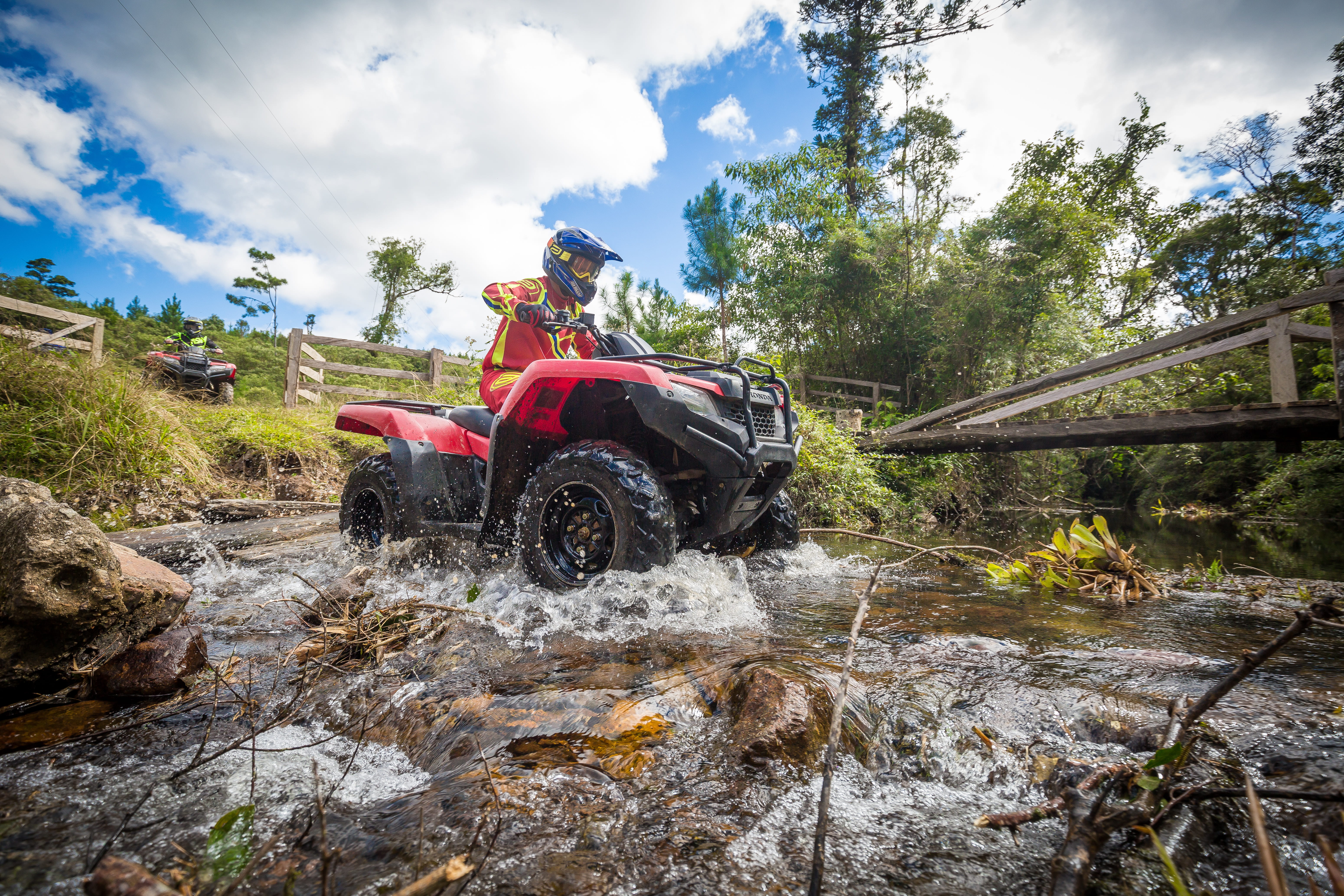 asw, men, atv, ct leandro silva, mxparts, plant, real people, outdoors, nature, fourtrax, land, people, tree, sky, 5K, day, off-road vehicle, cloud - sky, HD Wallpaper