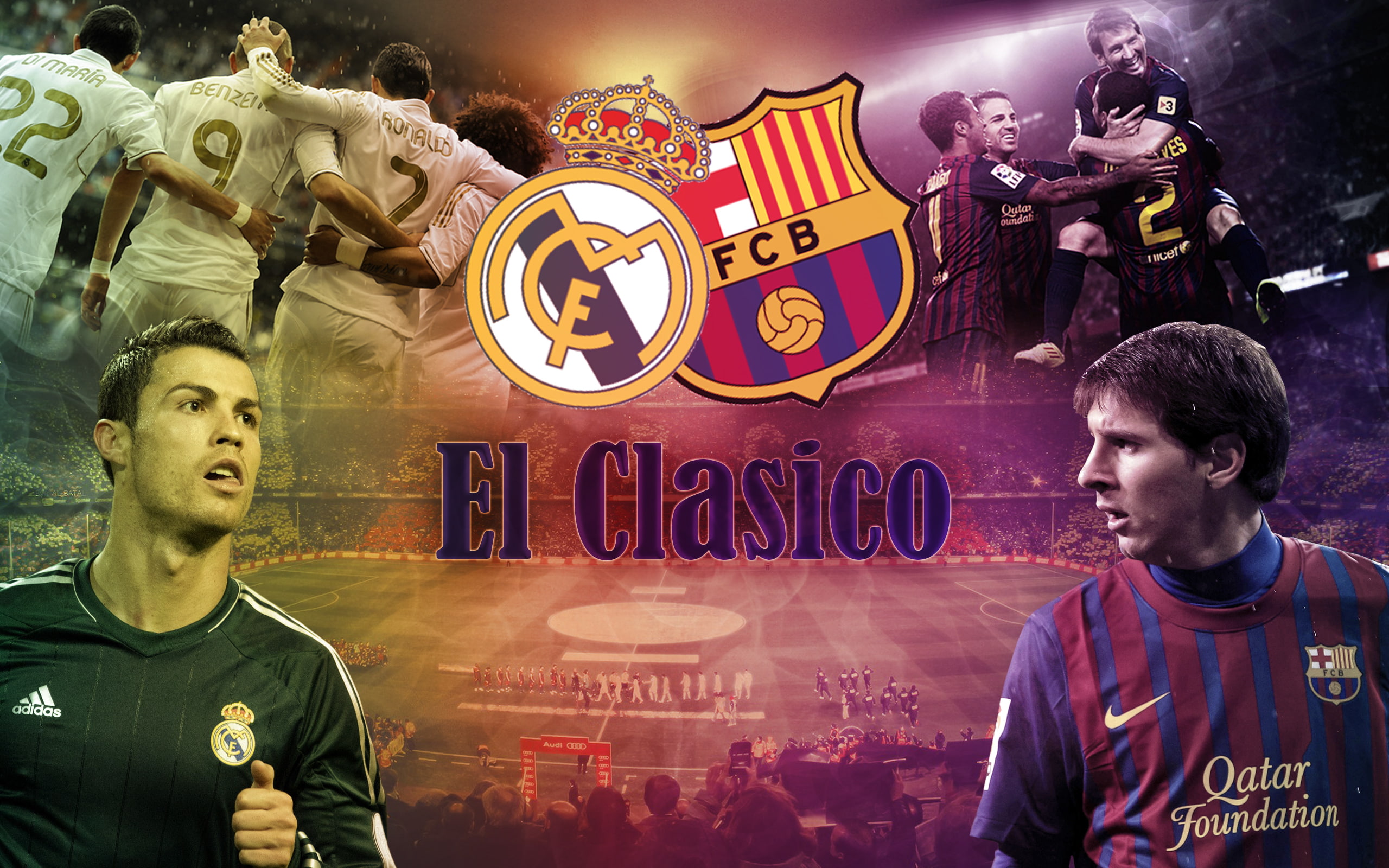 young men, 2K, leisure activity, group of people, fun, the classic, standing, lionel messi, messi, people, el, ronaldo, digital composite, real madrid, HD Wallpaper