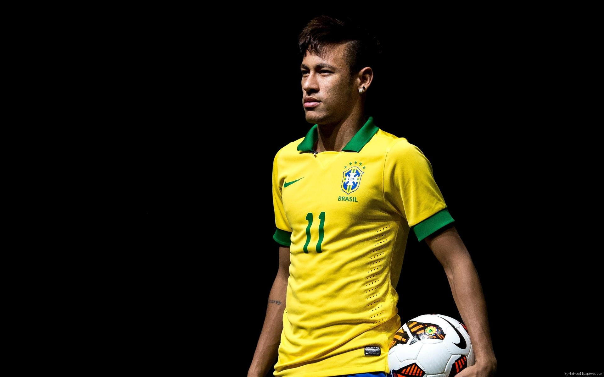 green, fifa, s, sport, 2014, world, neymar, jersey, yellow, soccer, cup, shirt, nike, 1080P, celebrity, football, men, HD Wallpaper