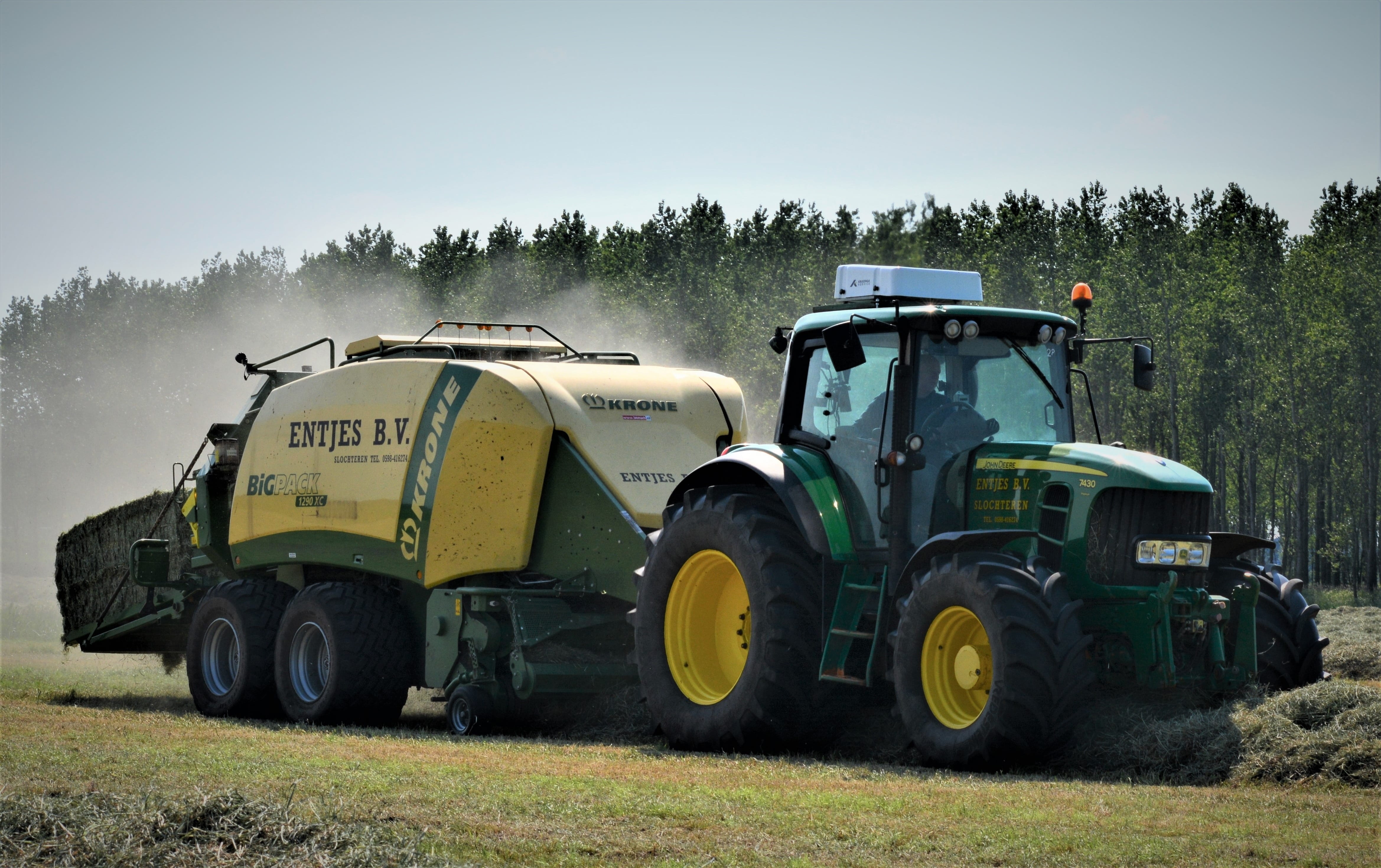 harvest, plant, day, custom work, harvester, commercial vehicle, farm, john deere, field, hay, land vehicle, slochteren, cattle feed, growth, transportation, HD Wallpaper