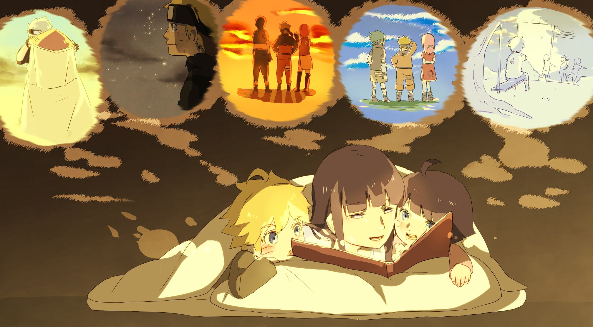 Naruto Shippuuden, 1080P, Uzumaki Boruto, Uzumaki Himawari, Uzumaki Naruto, Hyuuga Hinata, HD Wallpaper