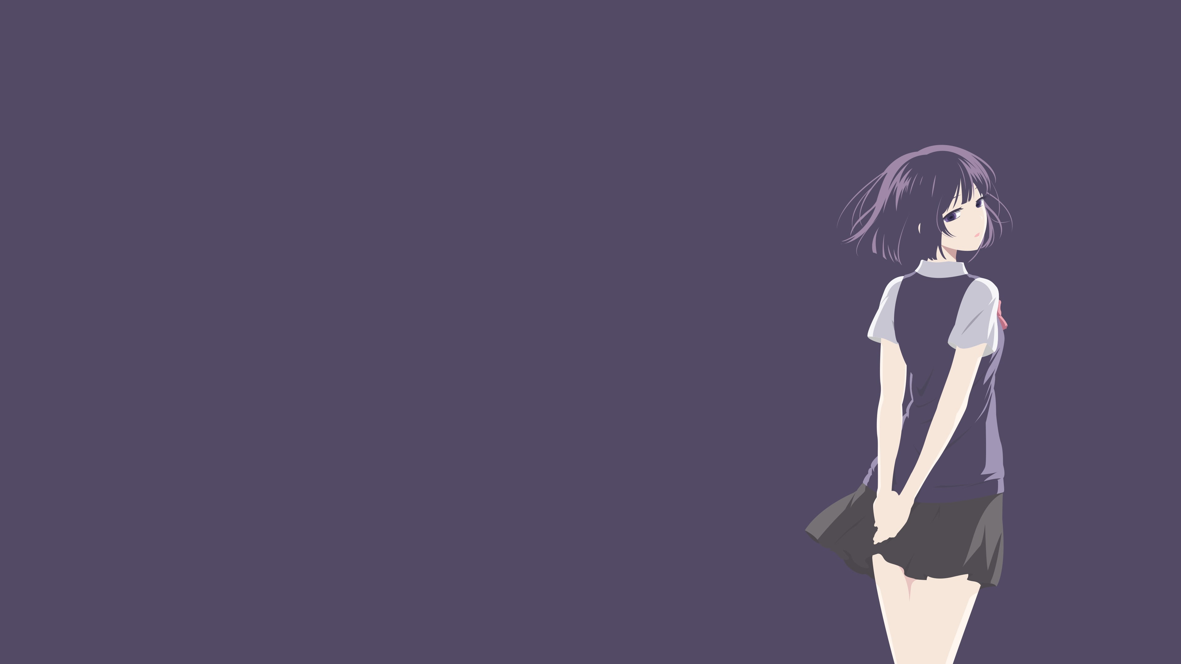 young women, hair, kuzu no honkai anime girls yasuraoka hanabi, profile view, black background, indoors, standing, studio shot, 4K, three quarter length, HD Wallpaper