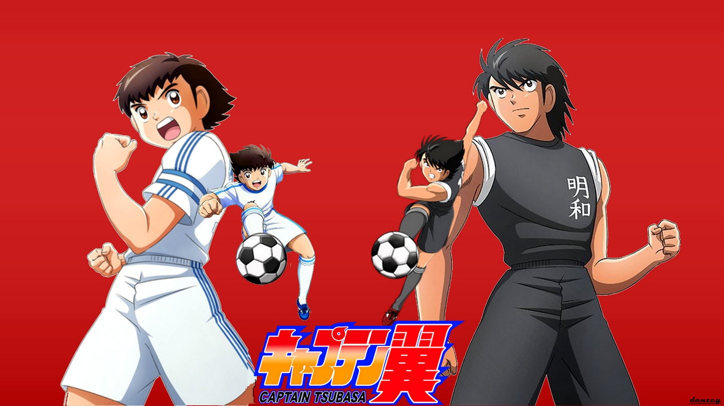 Captain Tsubasa, healthy lifestyle, red, people, exercising, clothing, women, portrait, red background, studio shot, colored background, young adult, sports equipment, HD Wallpaper