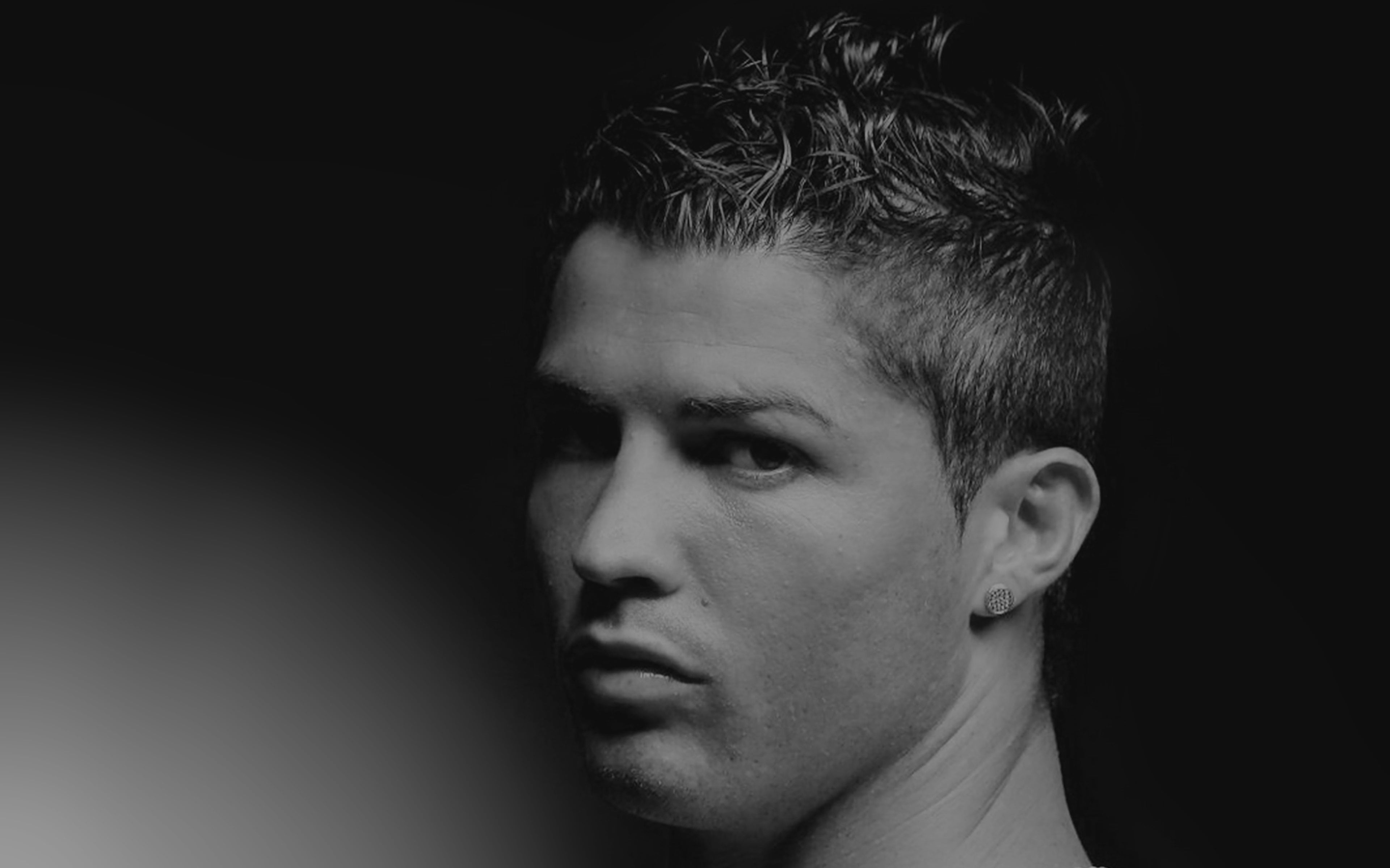 close-up, bw, ronaldo, young adult, studio shot, one person, serious, hot, looking away, hairstyle, dark, christiano, beautiful people, human body part, HD Wallpaper