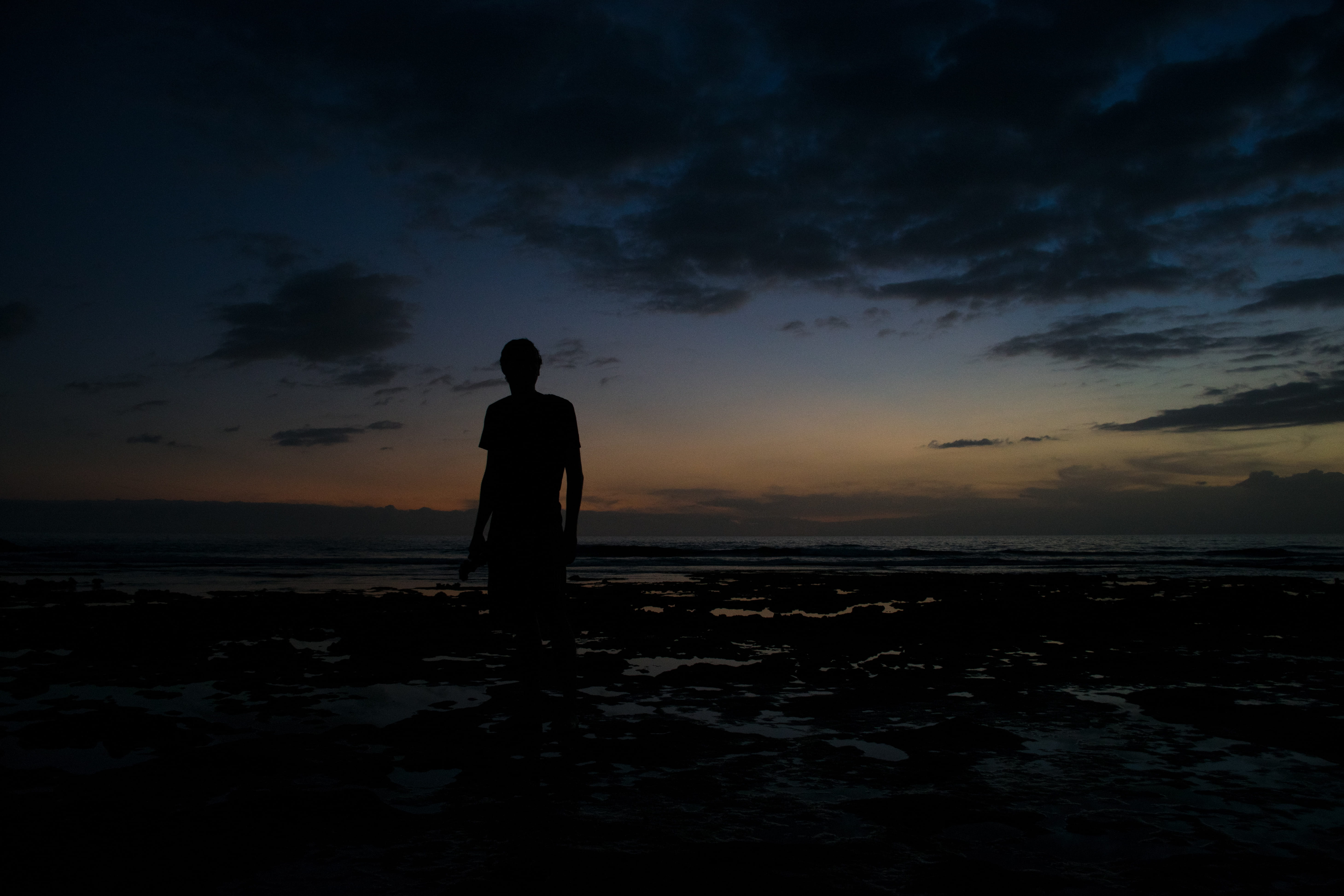 los christianos, nature, beach, horizon over water, 5K, looking at view, leisure activity, tenerife, sea, sky, contemplation, water, horizon, silhouette, HD Wallpaper