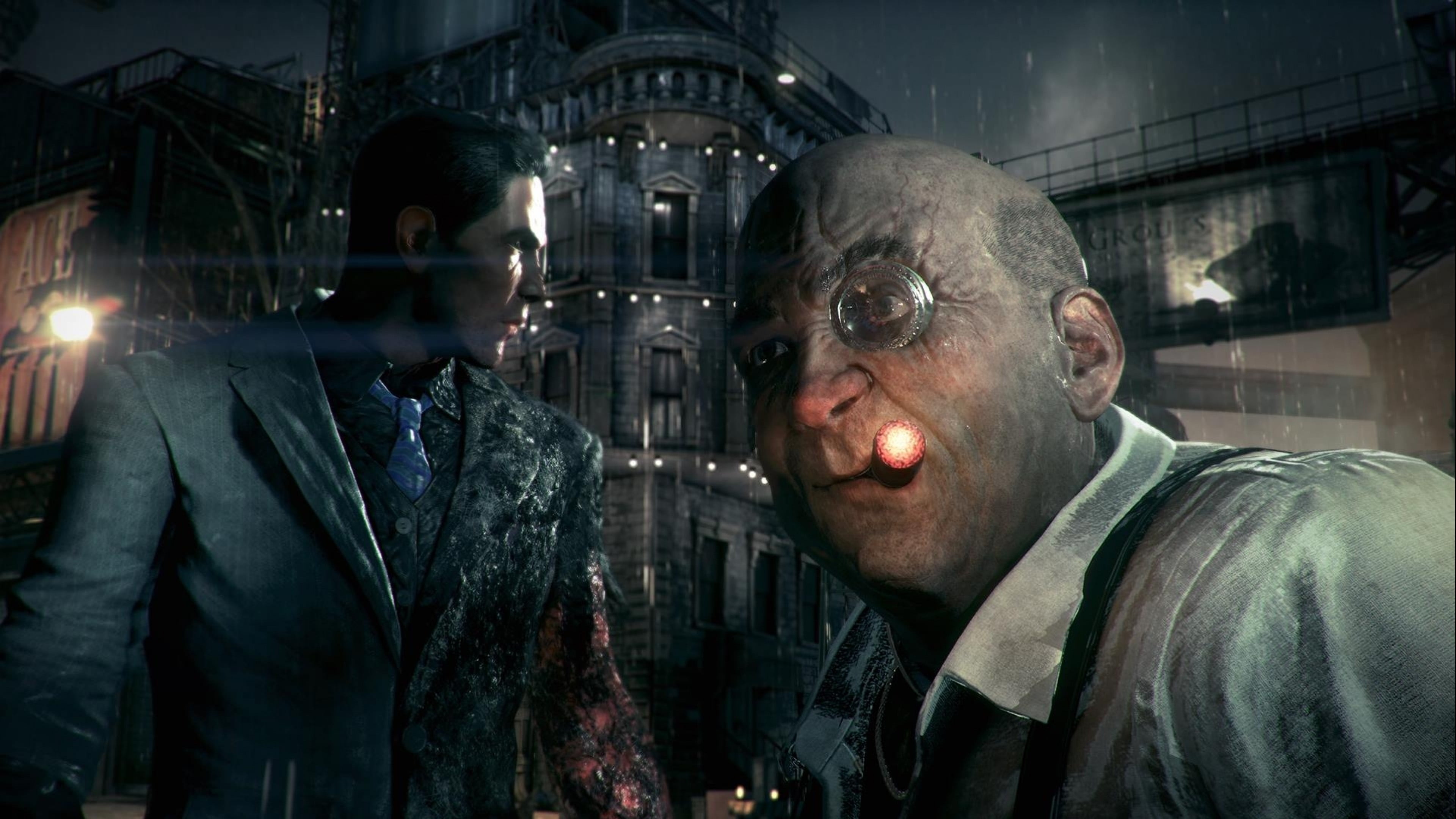 Batman: Arkham Knight, blazer, Rocksteady Studios, s, The Penguin, mid adult men, lapel, law, headshot, social issues, architecture, Gotham City, HD Wallpaper