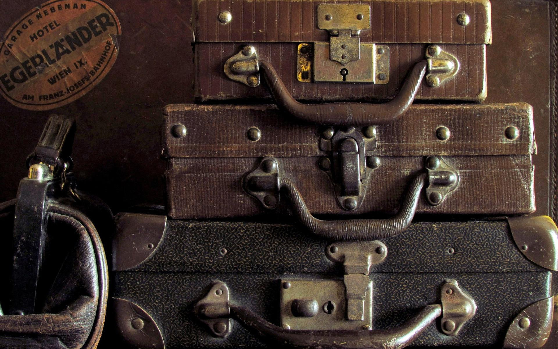 briefcases, 1920x1200, suitcase, three, photography, suitcases, 1080P, HD Wallpaper