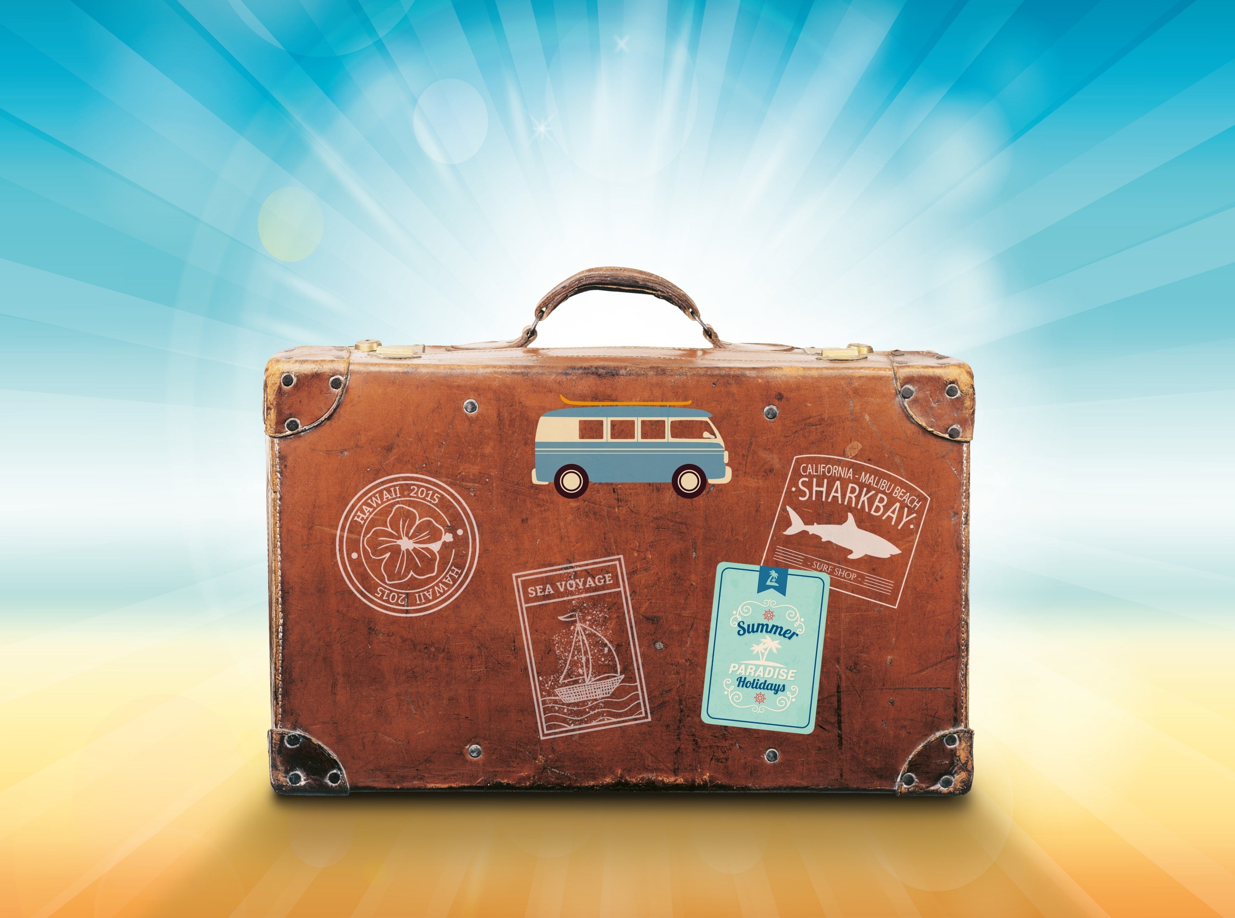 creativity, Travel, close-up, brown, Hawaii, vacations, Summer, business, Symbol, bag, blue, personal accessory, luggage, Beach, Holidays, Surf, Holiday, HD Wallpaper