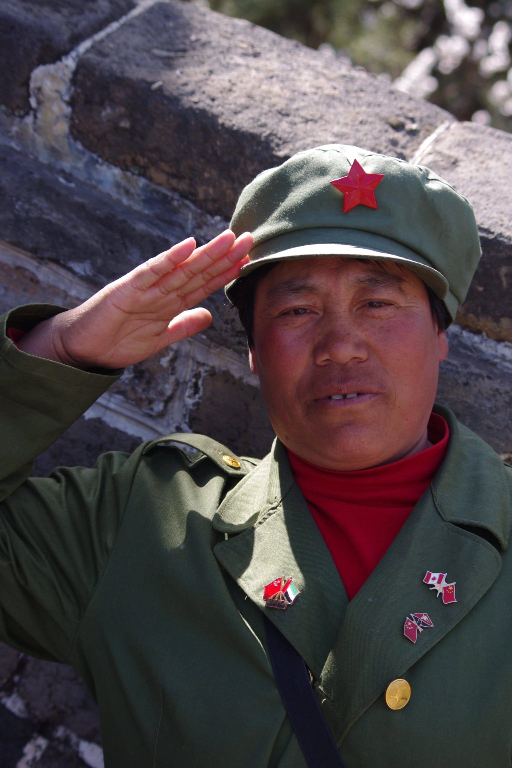 lifestyles, military, chinese woman, portrait, old, wall, uniform, saluting, front view, adults only, outdoors, real people, salute, officer, headshot, Phone HD Wallpaper