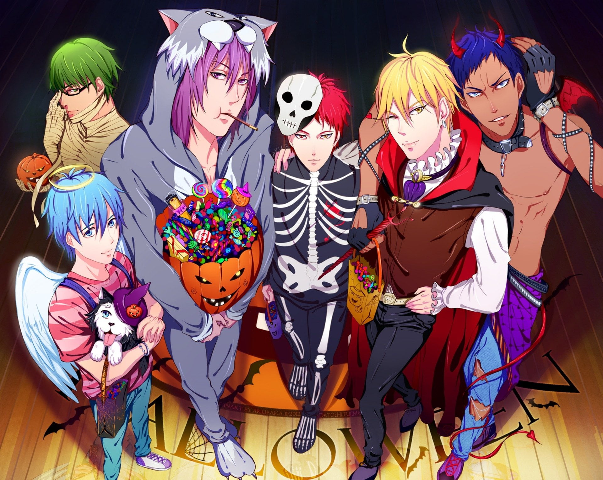 Anime, halloween, festival, Shintarō Midorima, clothing, group of people, 1080P, creativity, real people, art and craft, Daiki Aomine, representation, HD Wallpaper