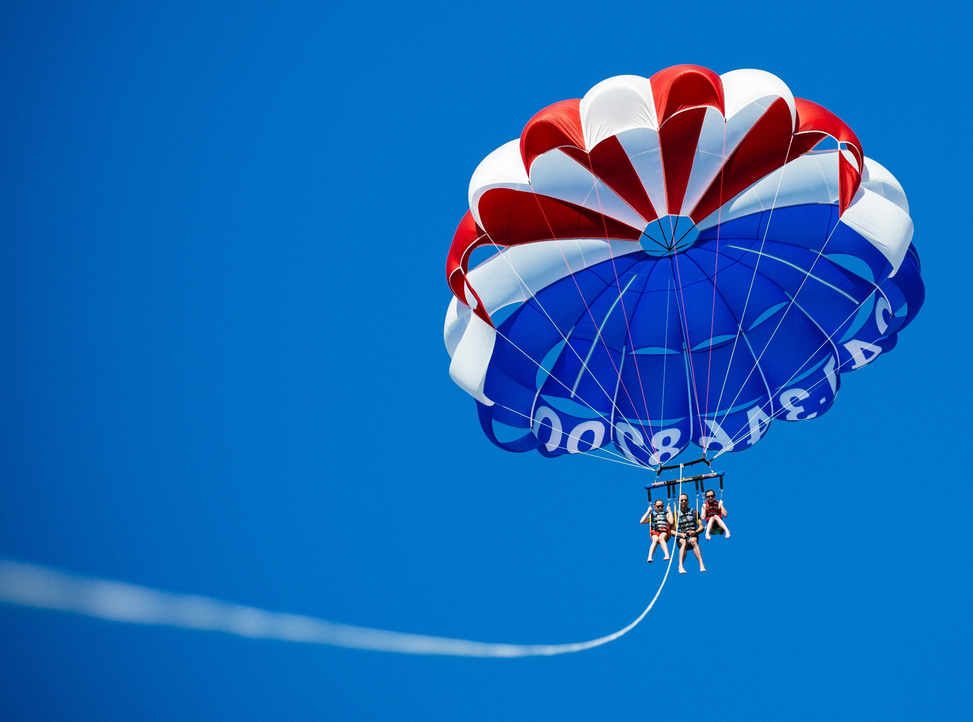 exciting, parakiting, Activity, Other Sports, nature, 2K, Adventure, SarasotaCounty, Florida, Sport, Travel, mid-air, blue, transportation, red, day, Vacation, HD Wallpaper