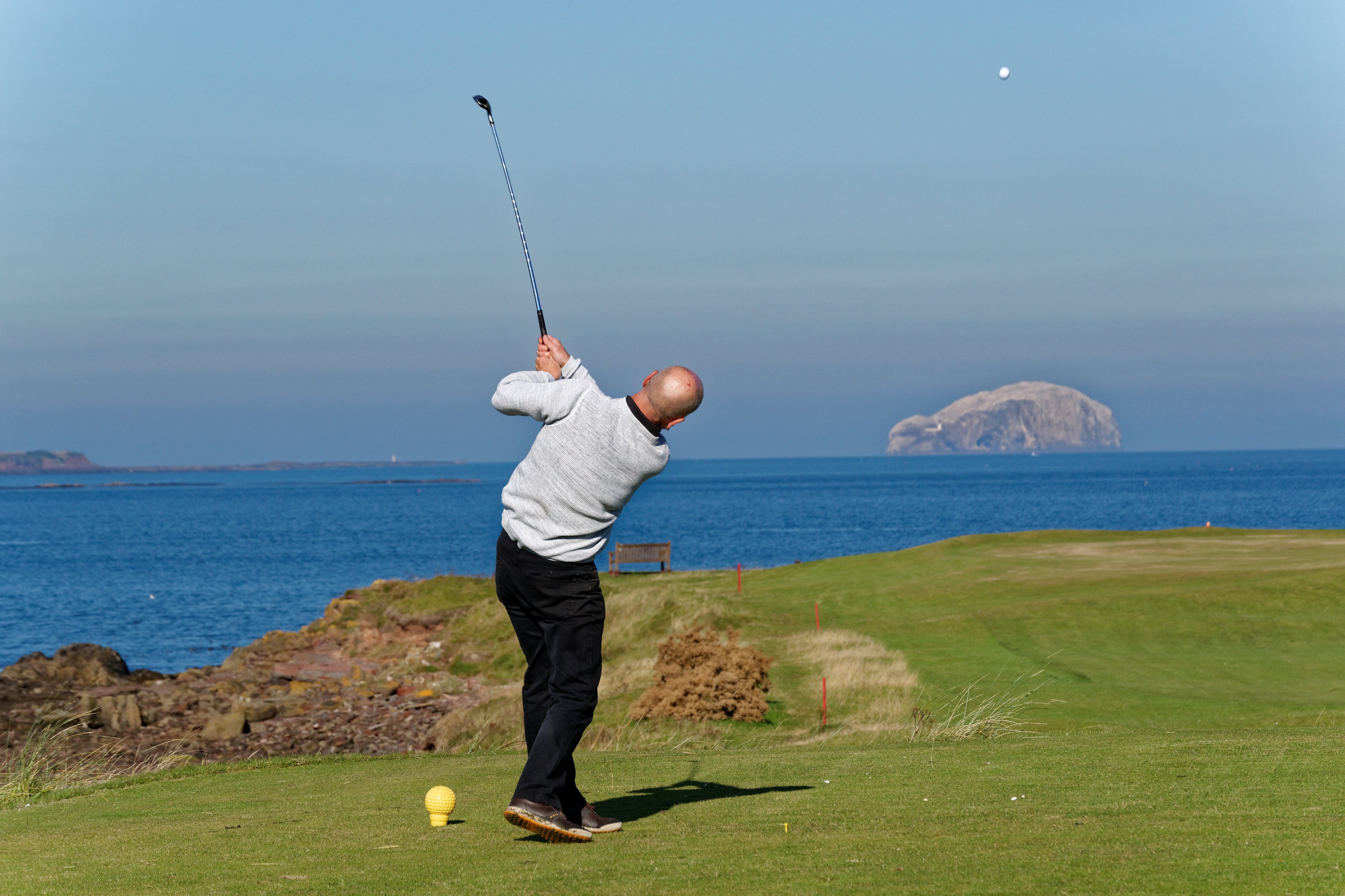 club, activity, leisure, leisure activity, scenery, fun, golfing, tee shot, swing, person, standing, driver, casual clothing, scenic, grass, course, golf, HD Wallpaper