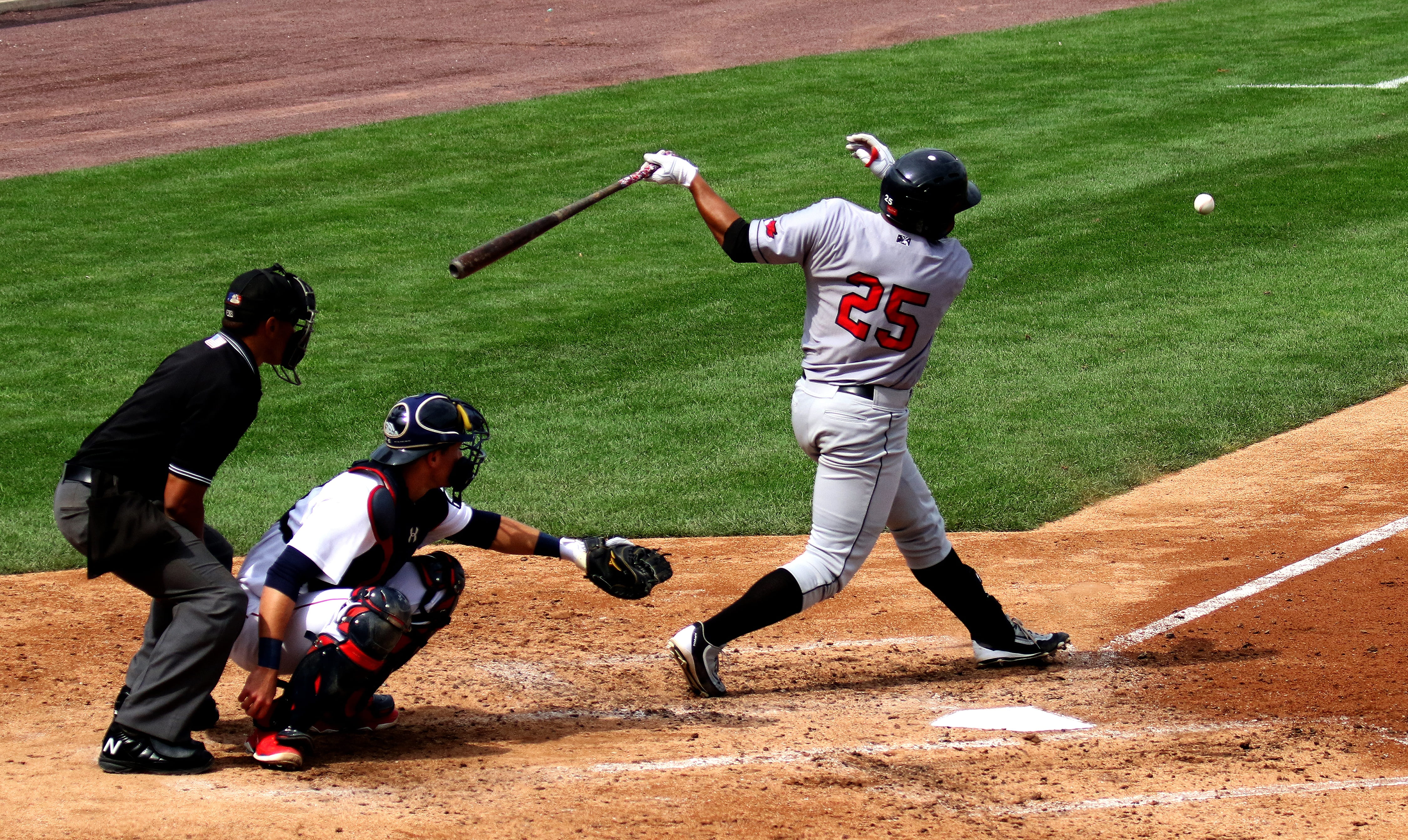 hitting, man, game, full length, protection, group of people, ball, american, sports uniform, league, helmet, playing field, Umpire, baseball uniform, playing, HD Wallpaper