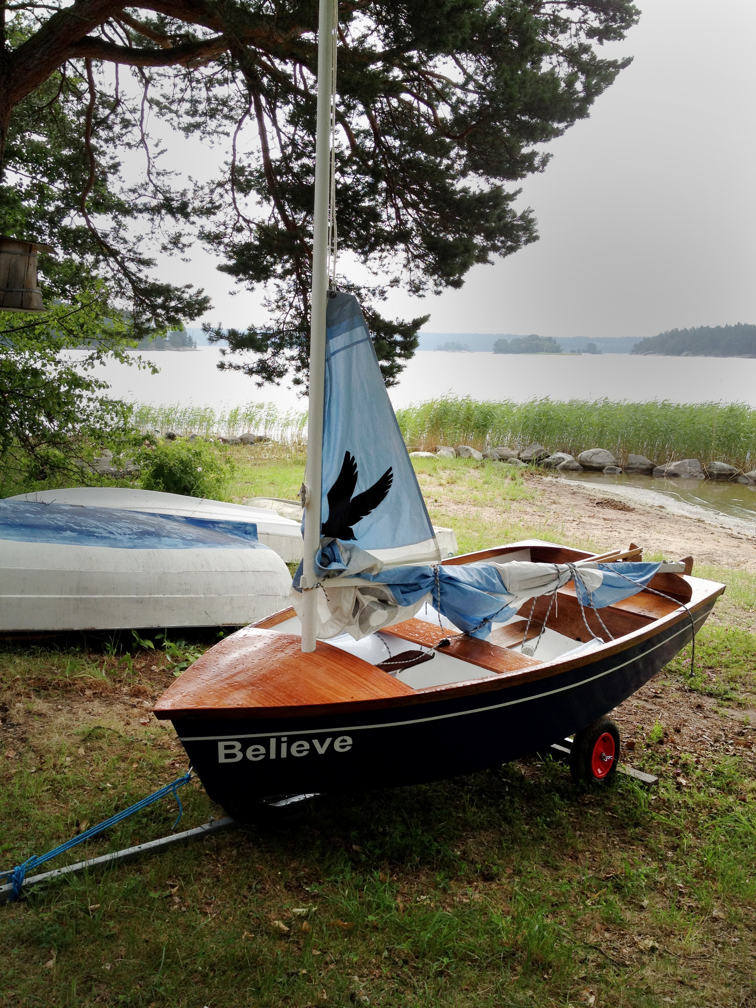 western script, mode of transportation, sweden, nautical vessel, 2K, sky, the stockholm archipelago, transportation, archipelago, lake, outdoors, summer, Phone HD Wallpaper