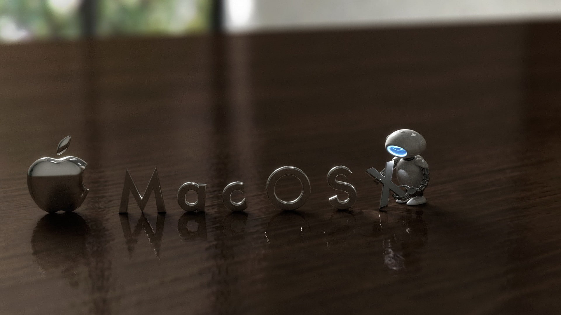 imac, reflection, wood - material, glass - material, day, focus on foreground, household equipment, still life, selective focus, close-up, group of objects, HD Wallpaper