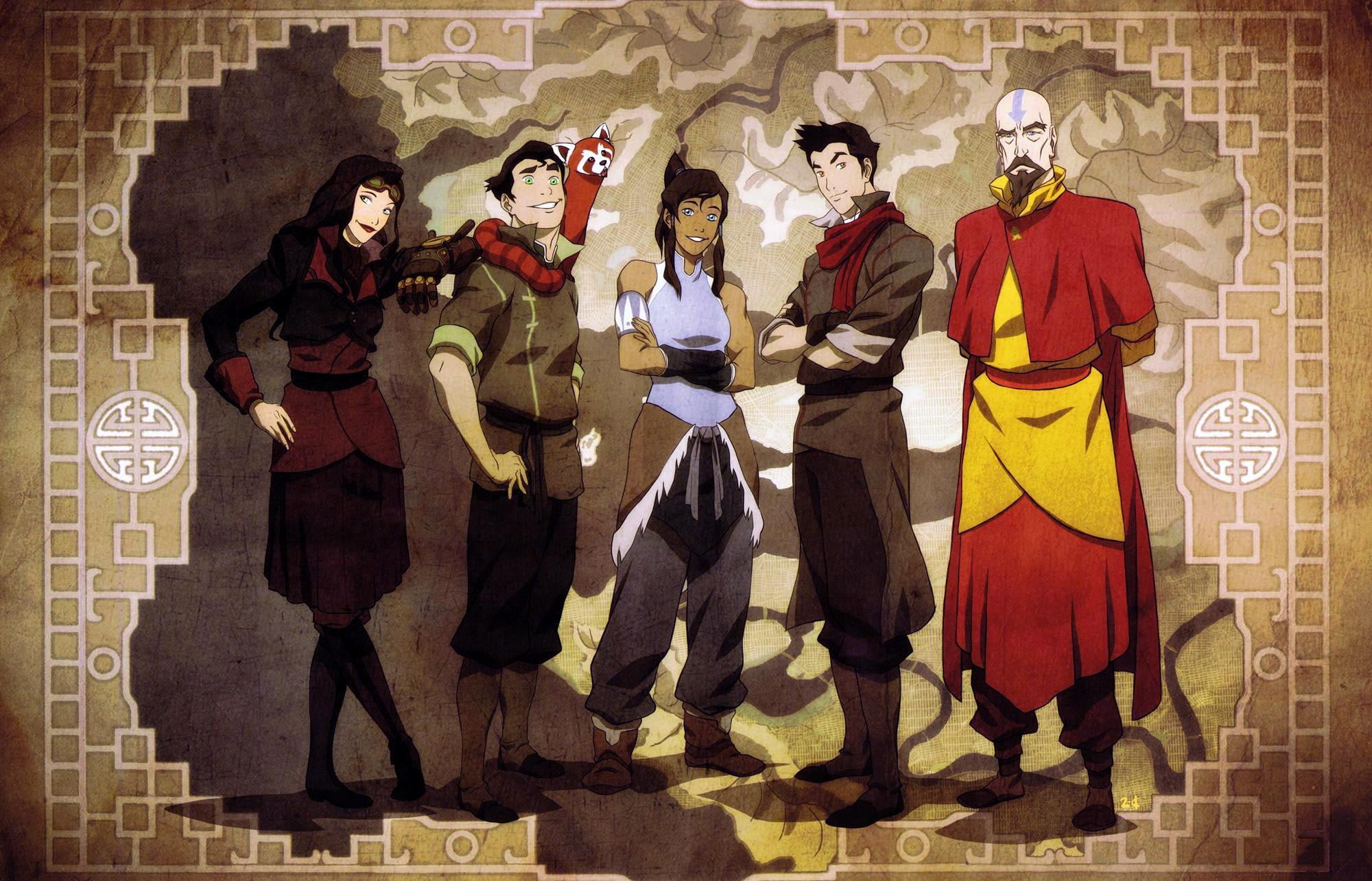 Korra, standing, indoors, people, men, women, uniform, mid adult, 1080P, illustration, Bolin, females, Avatar: the Legend of Korr., The Legend of Korra, HD Wallpaper