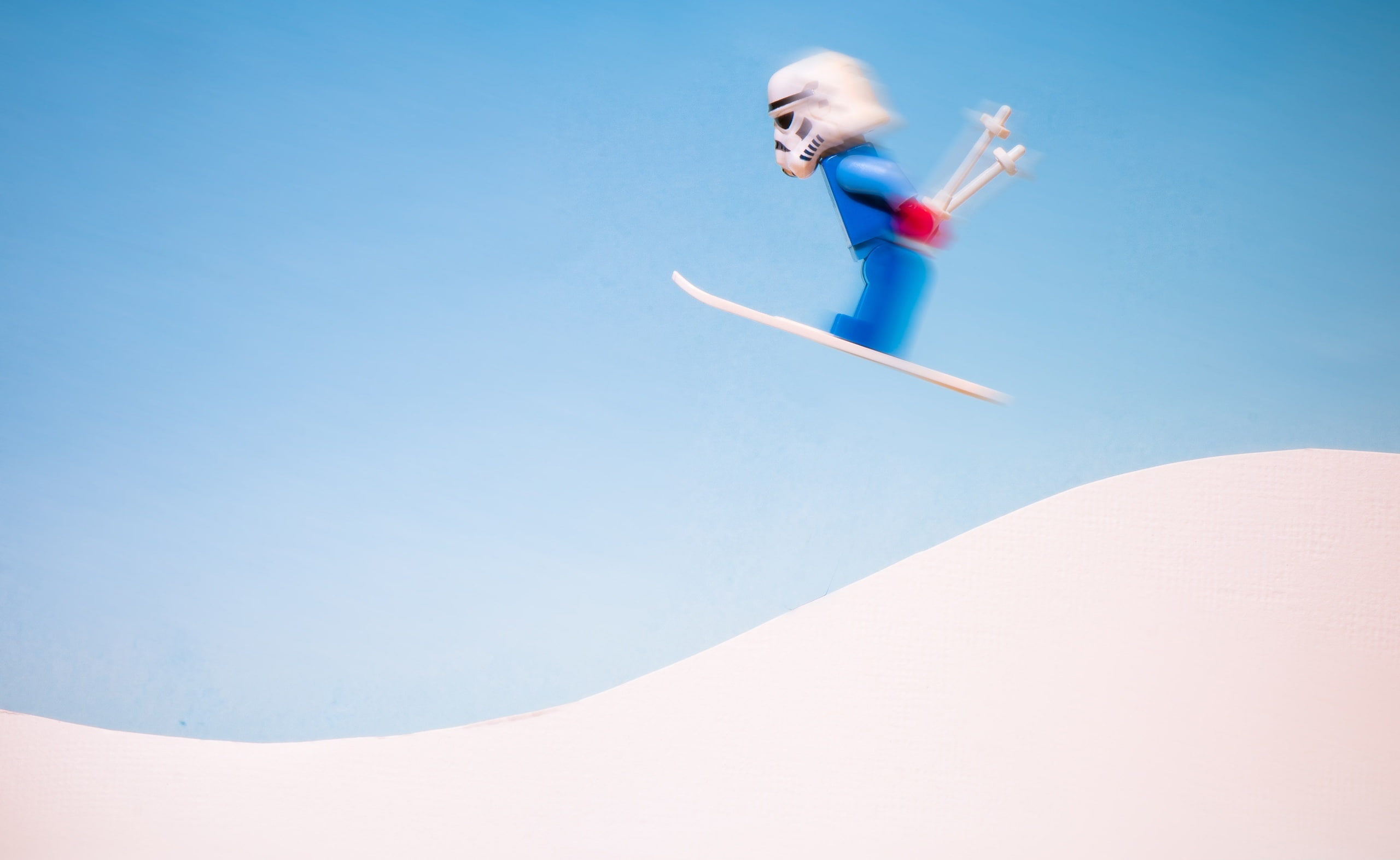 limb, copy space, full length, winter season, stormtrooper, childhood, fun, star, winter sport, one person, mid-air, 2K, snow, sky, minifig, winter, human limb, HD Wallpaper