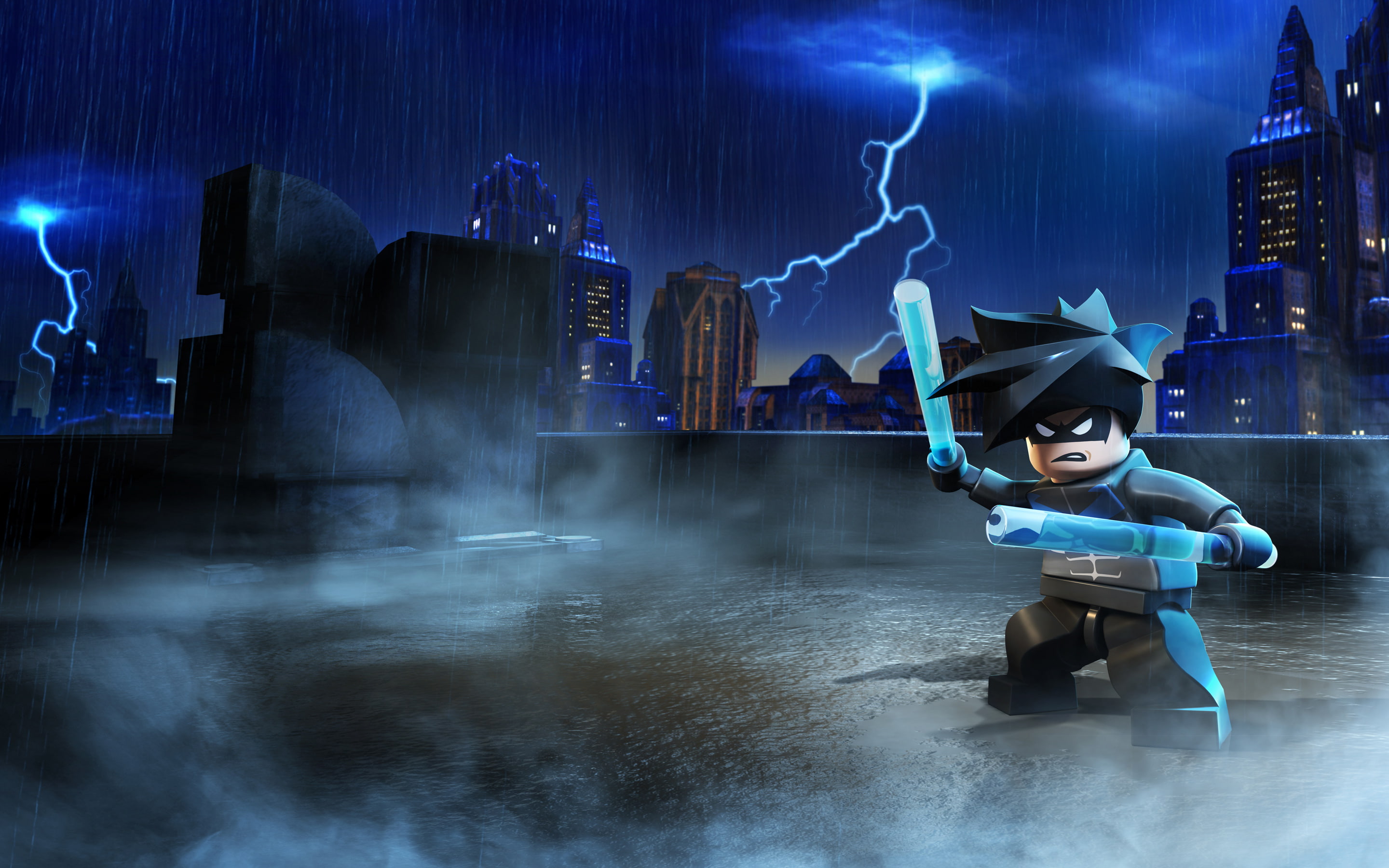 batman, minifigure, blue, white, lego, 2K, HD Wallpaper