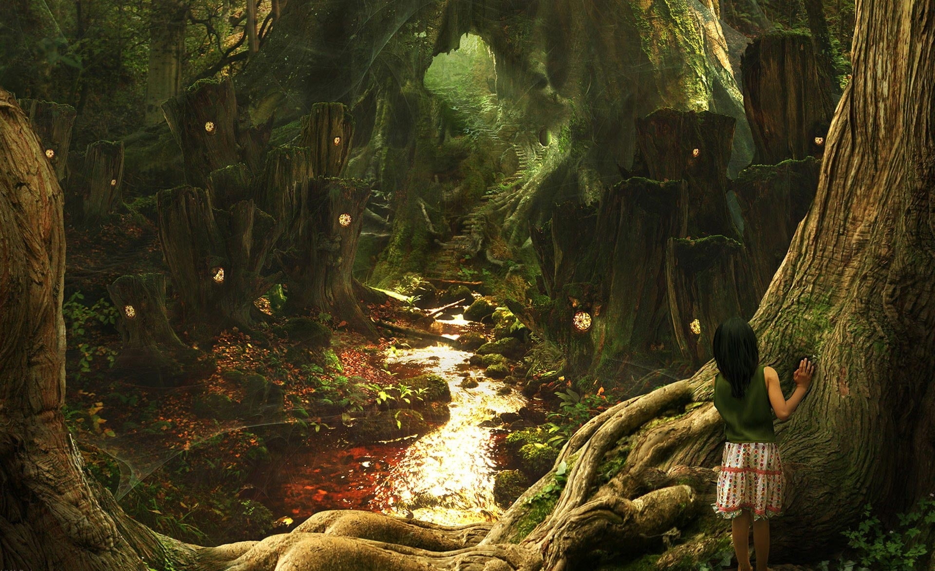 art, tranquility, fantasy art scenery by phil mcdarby, growth, 1080P, adult, water, scenery, scenics - nature, fantasy art, phil, nature, Fantasy, Forest, HD Wallpaper