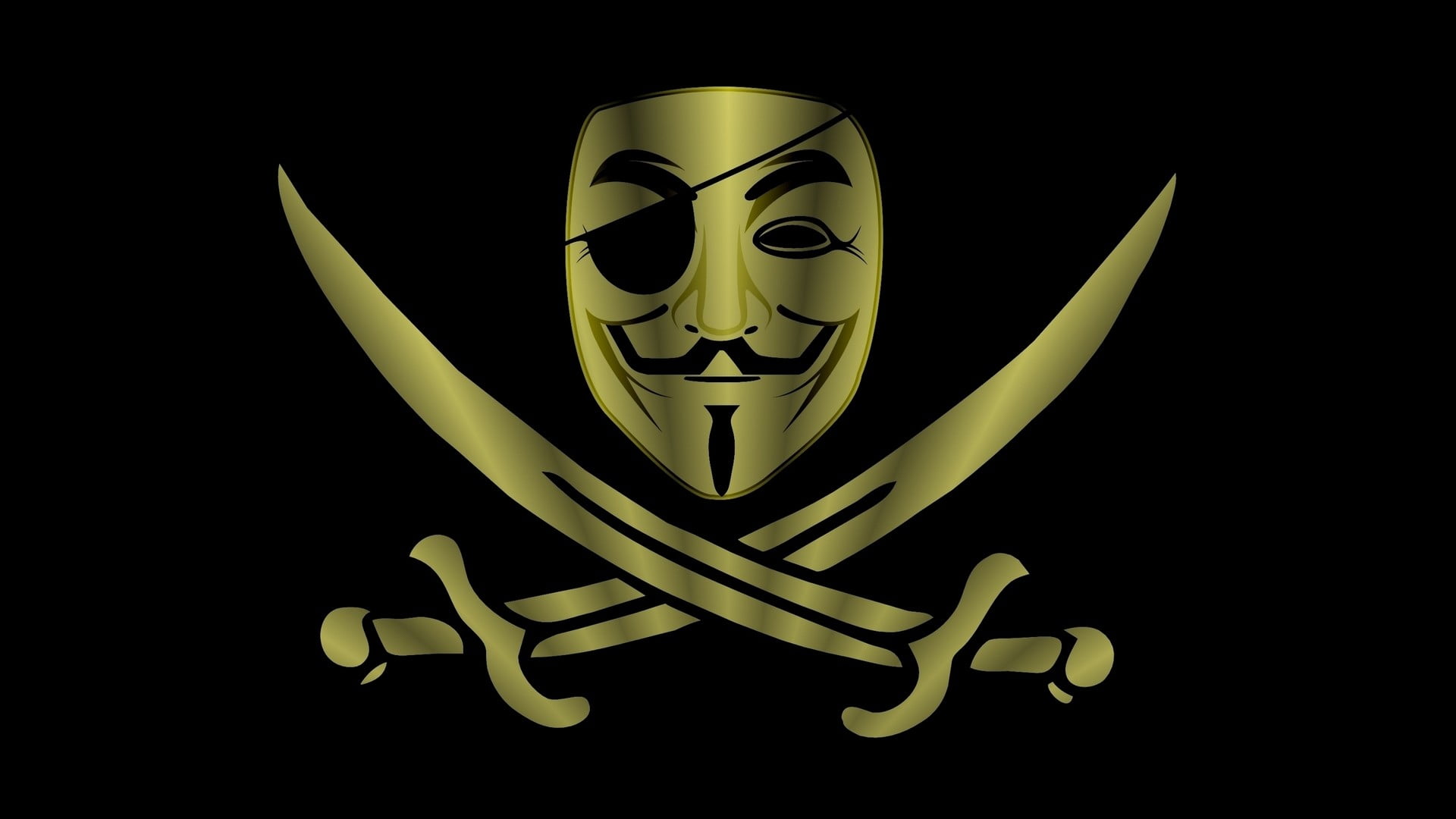 cut out, silver, smiling, piracy, emotion, mask, no people, logo, illuminated, 1080P, representation, art and craft, green color, black background, yellow, HD Wallpaper