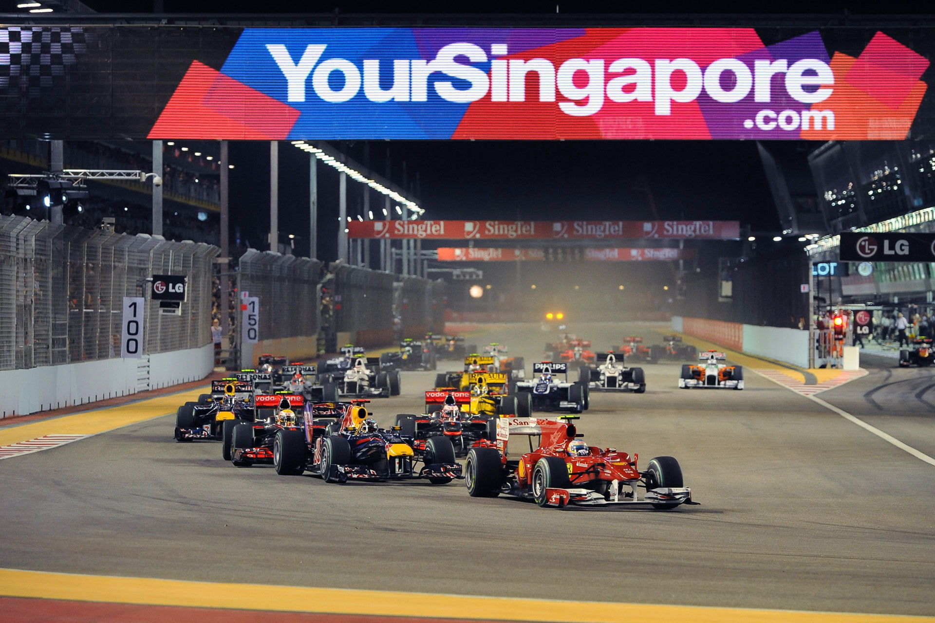 Start, Force India, Formula-1, The Singapore Grand Prix, Vodafone McLaren Mercedes, Renault, 1080P, f, Mercedes GP Petronas Formula One Team, Race, Track, HD Wallpaper