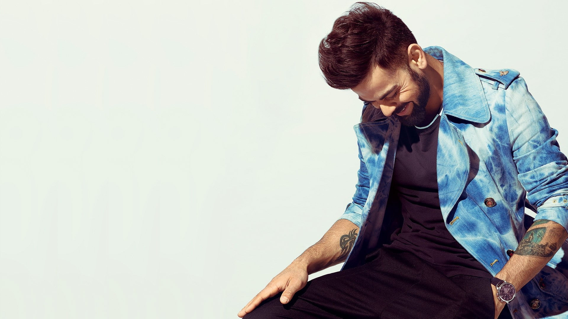 beard, copy space, young men, emotion, adult, handsome, clothing, males, facial hair, indoors, hairstyle, studio shot, mustache, 1080P, men, virat kolhi image desktop, HD Wallpaper