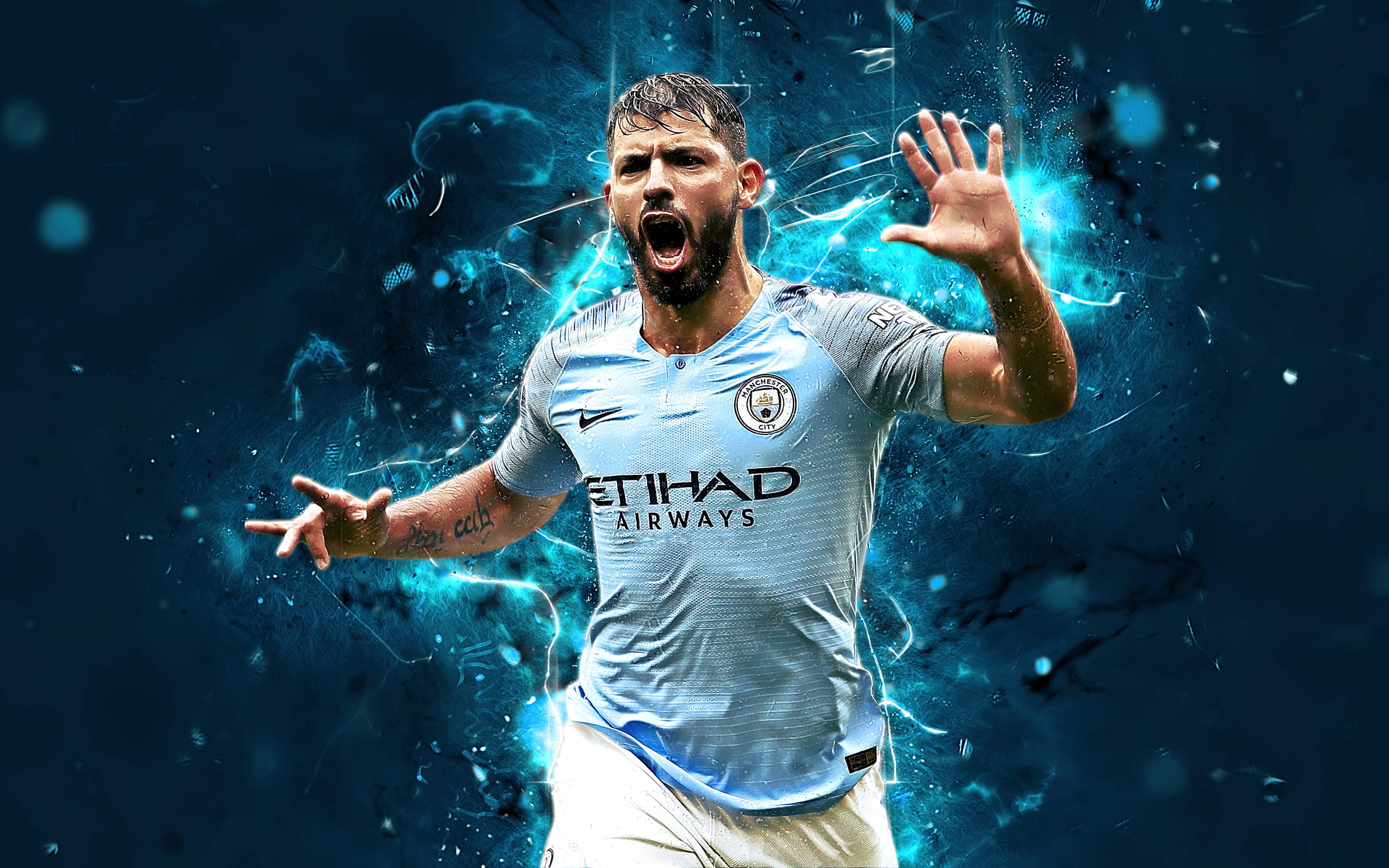 Manchester City F.C., Argentinian, Soccer, Sergio Agüero, 2K, HD Wallpaper