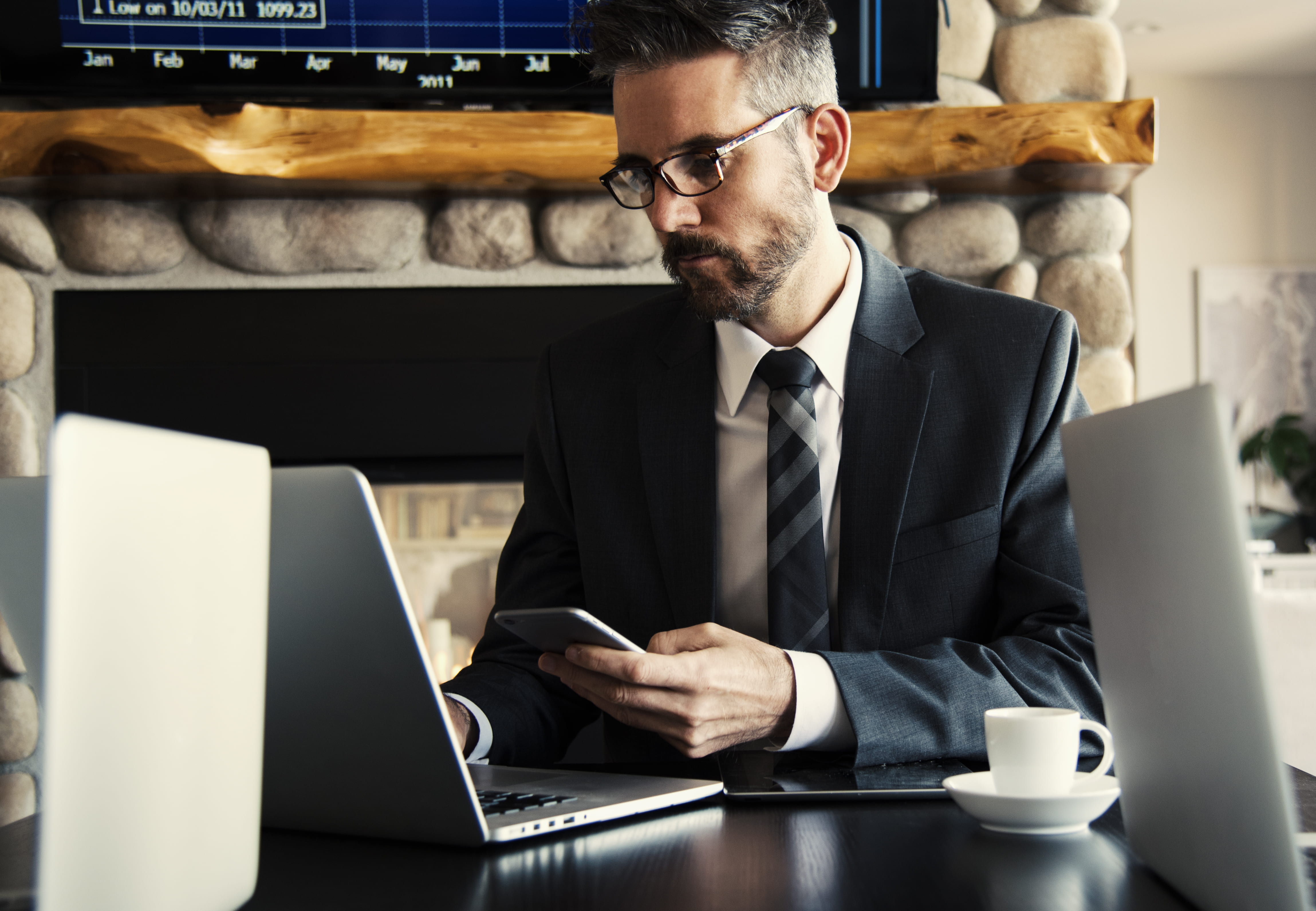 work, businessman, wireless technology, employee, sit, technology, men, table, real people, one person, mature men, 4K, connection, occupation, business, HD Wallpaper