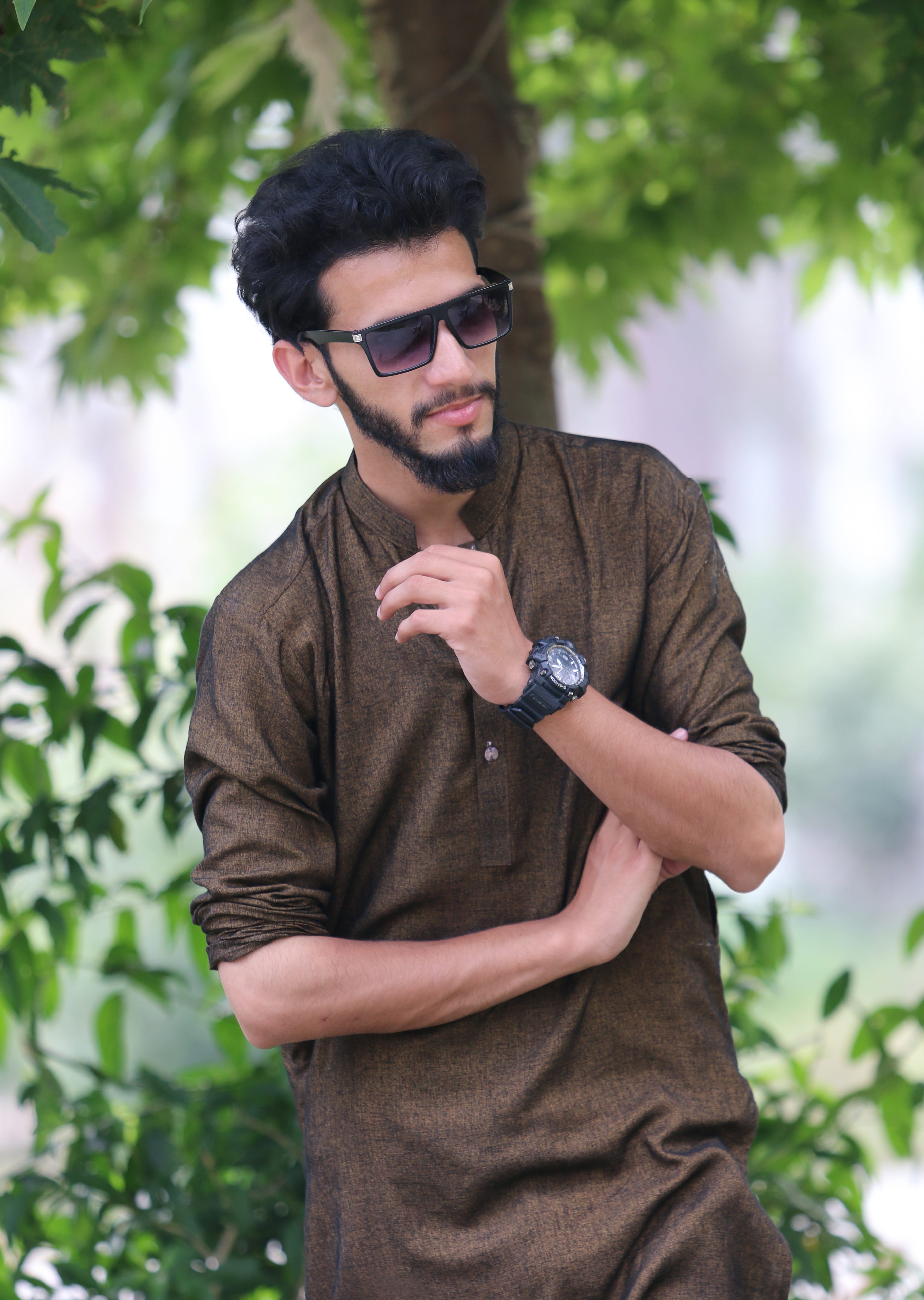 front view, blurry background, pakistani fashion, leisure activity, one person, architecture, guy, young men, standing, young, portrait, real people, facial hair, Phone HD Wallpaper