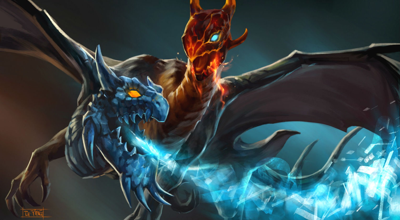 dota, 720P, jakiro, dragon, fire, ice, fantasy, HD Wallpaper