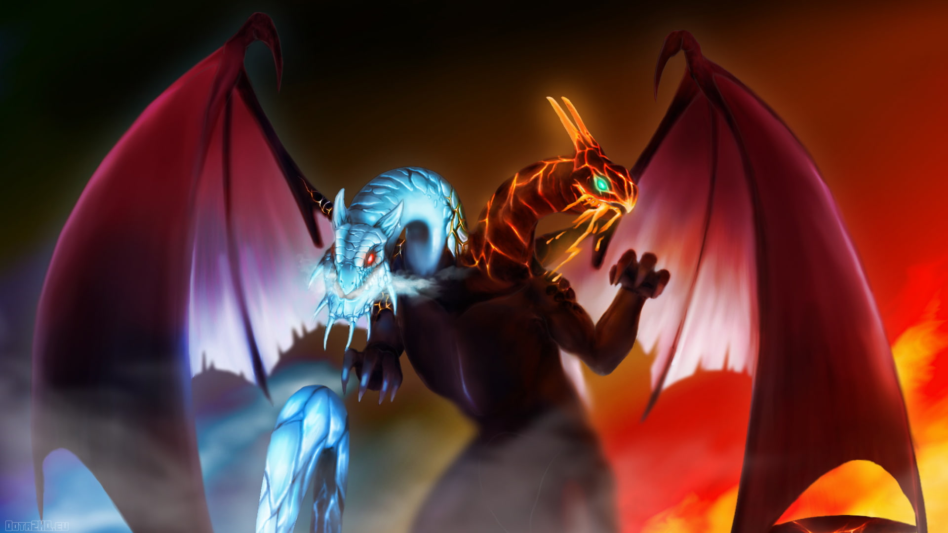 jakiro, 1080P, dota, head, twin, dragon, HD Wallpaper