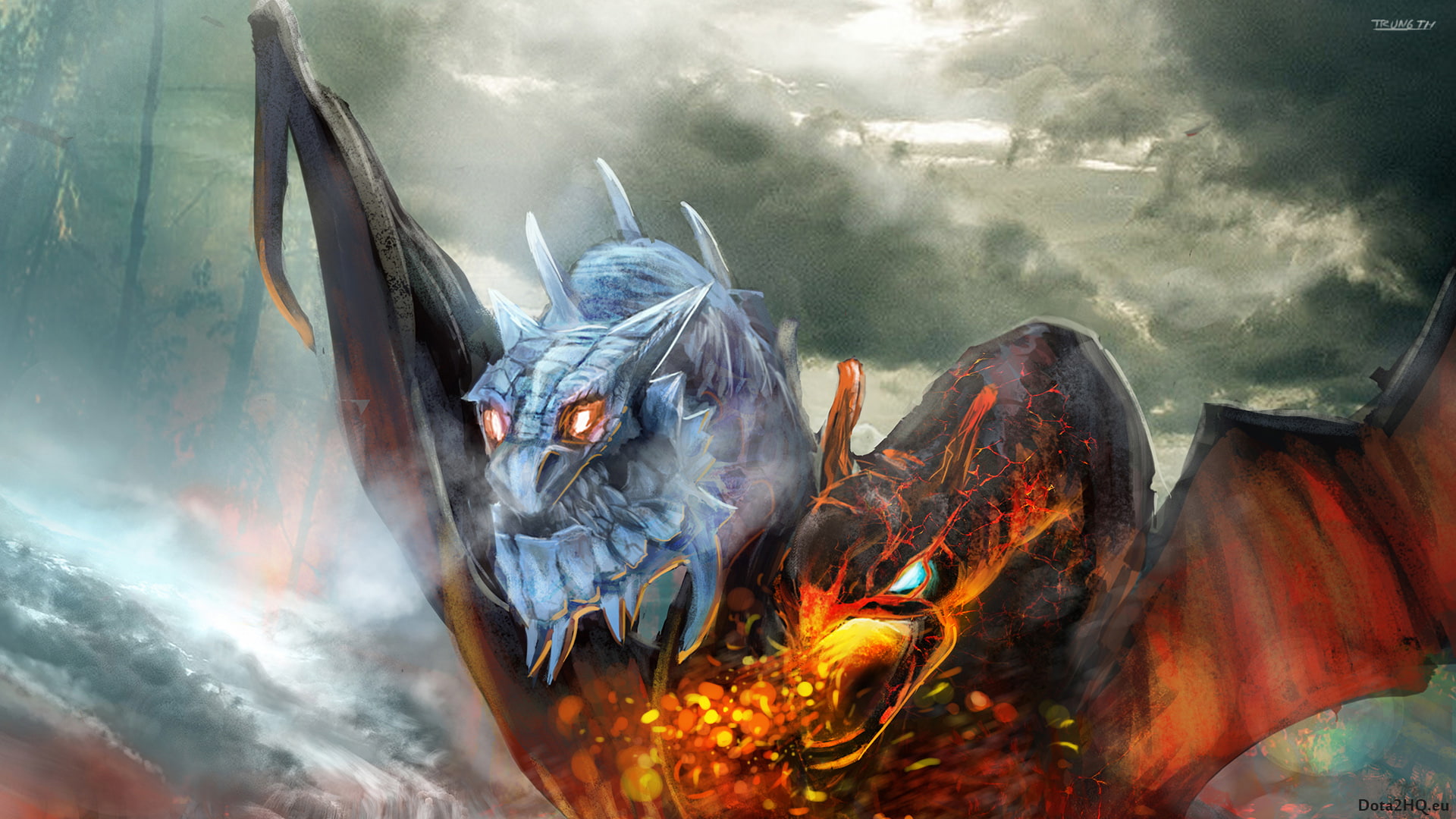 twin, dota, jakiro, headed, dragon, 1080P, HD Wallpaper