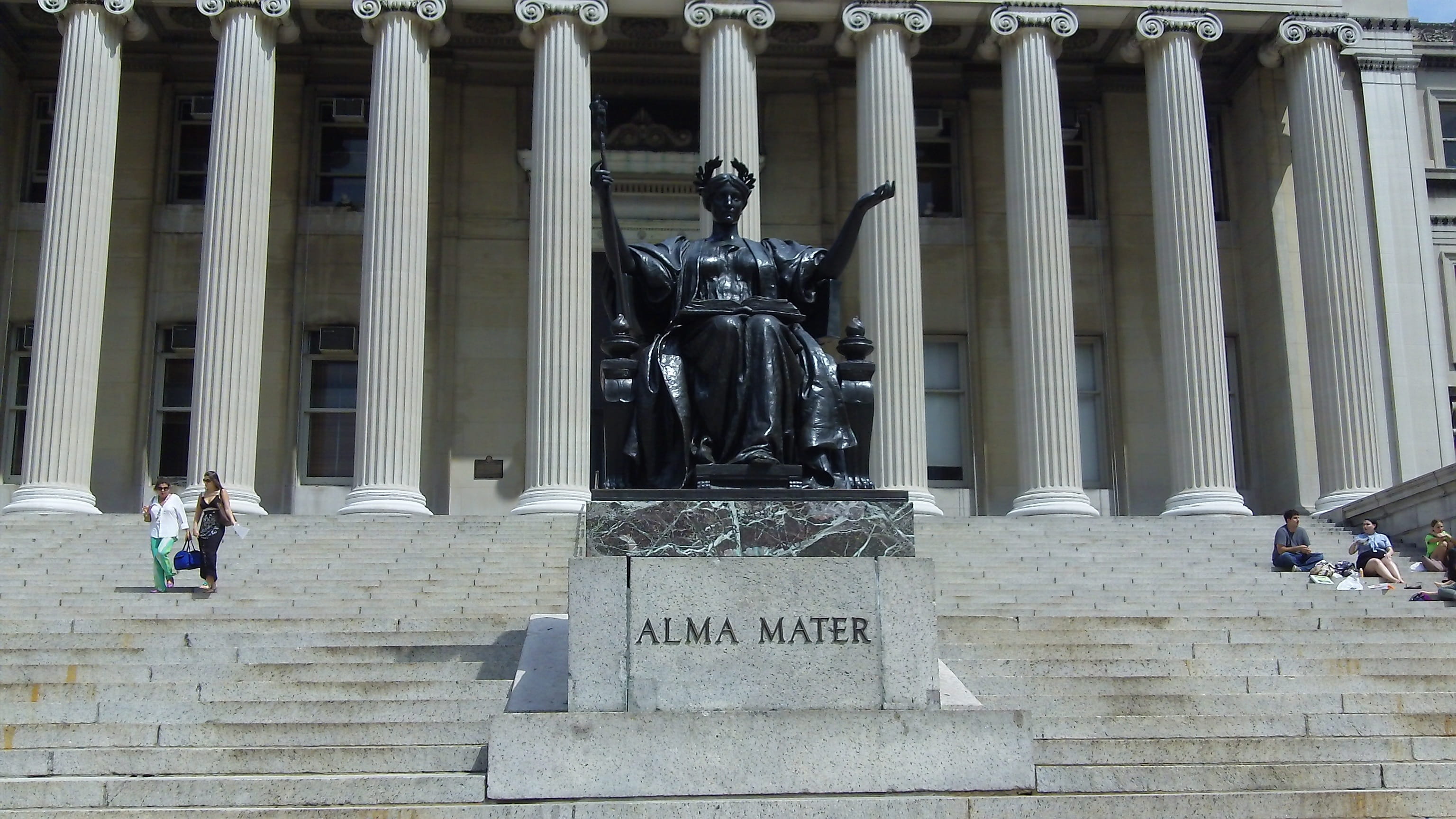 two, government, steps, near, representation, text, male likeness, creativity, mater, craft, New York, Columbia University, monument, 2K, art and craft, HD Wallpaper