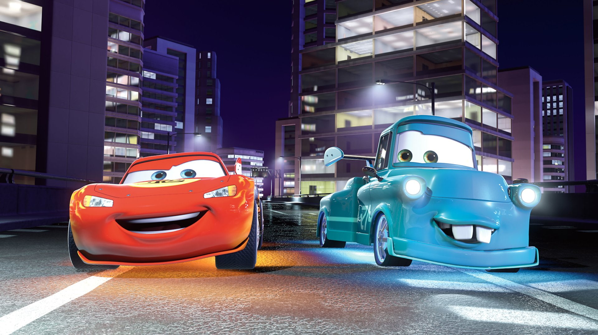 architecture, Cars Toons: Maters Tall Tales, land vehicle, road, luxury, city life, motion, transportation, city, motor vehicle, no people, street, 1080P, HD Wallpaper