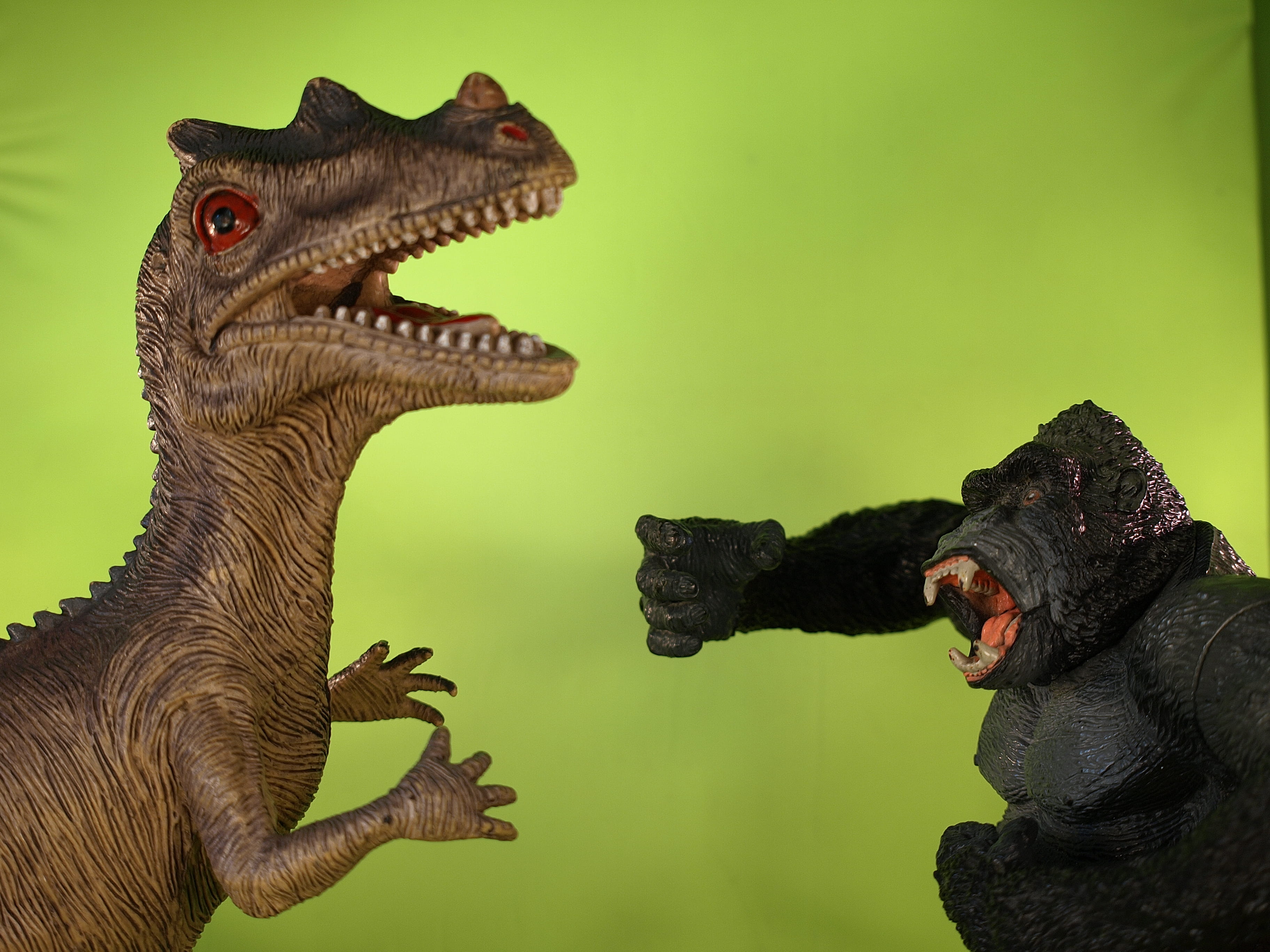 dinosaur, orangutan against dinosaur, one animal, orango contro dinosauro, profile view, orangotango contra o dinossauro, orangutan contre dinosaure, nature, HD Wallpaper