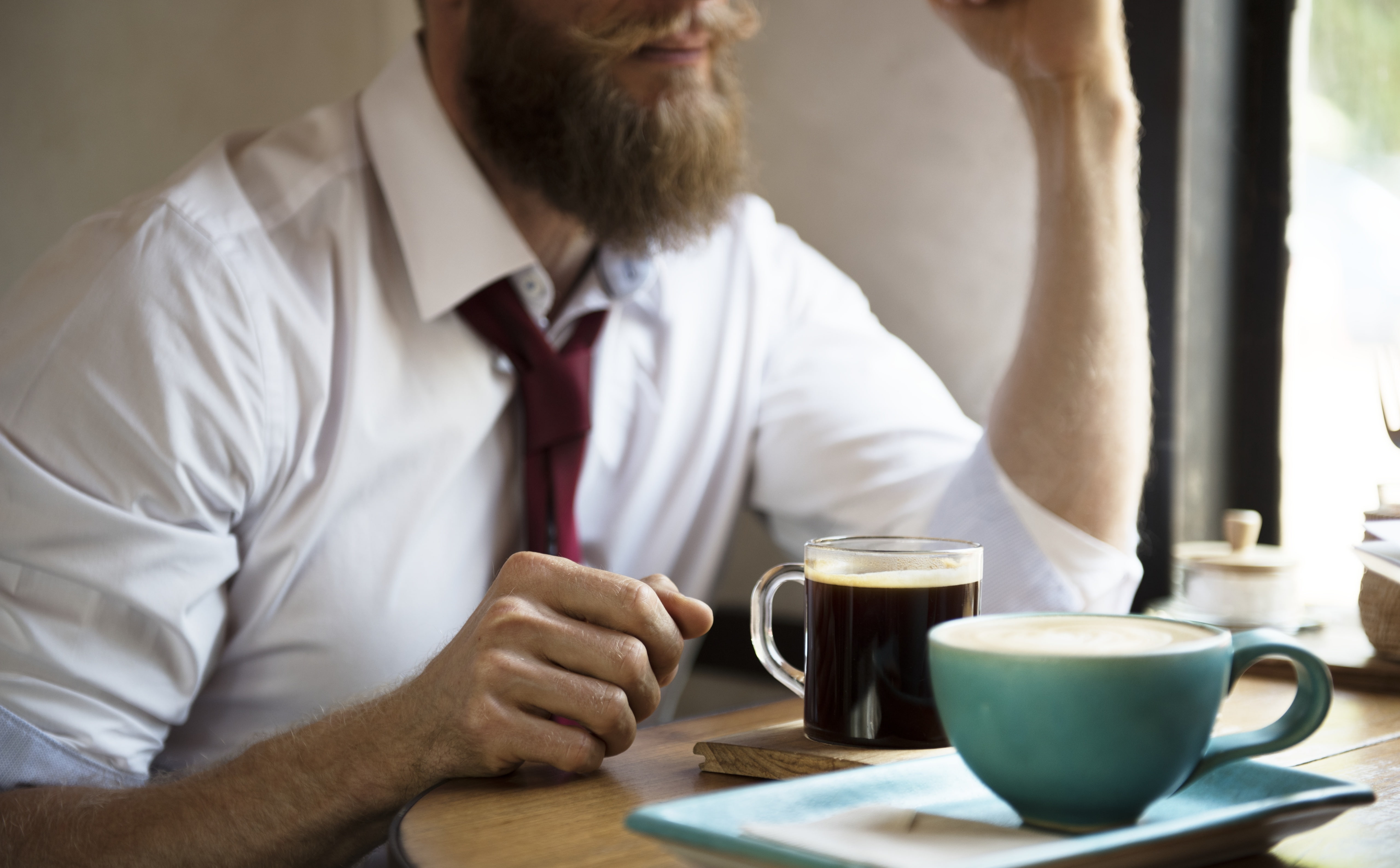 Break, adult, cup, coffee cup, person, crockery, Others, 5K, leisure, lifestyles, mug, front view, Beard, one person, mature men, Coffee, businesspeople, HD Wallpaper
