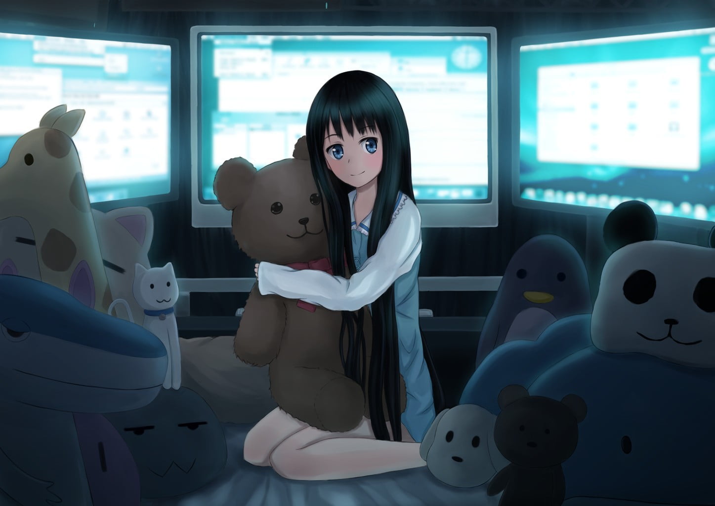 720P, Kami-sama no Memo-chou, bangs, anime girls, Shionji Yuuko, day, sitting, one person, real people, lifestyles, toy, indoors, front view, looking at camera, HD Wallpaper